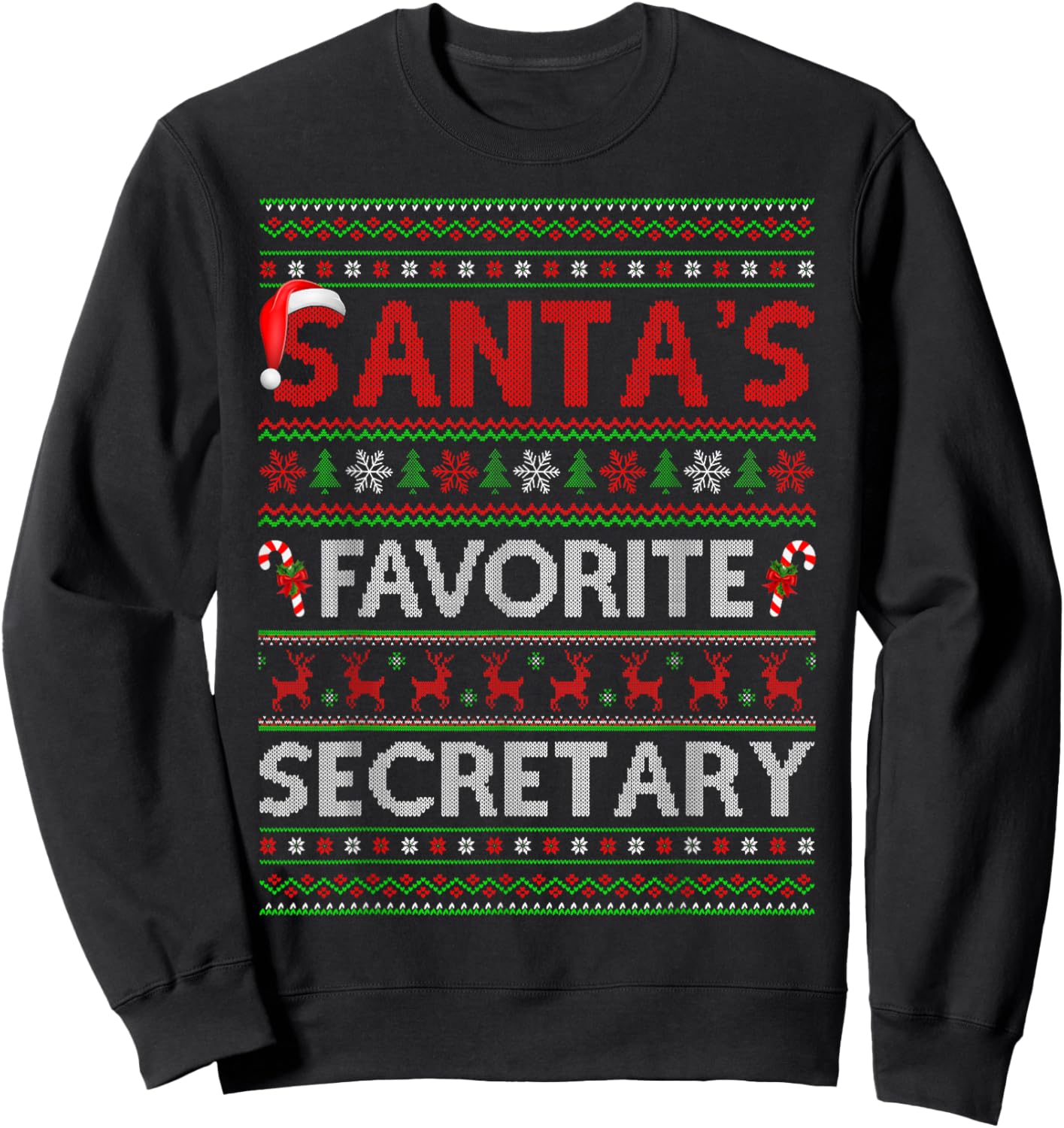 Santa Favorite Secretary Ugly Christmas Sweaters Funny Xmas Sweatshirt - Sweatshirt | Black
