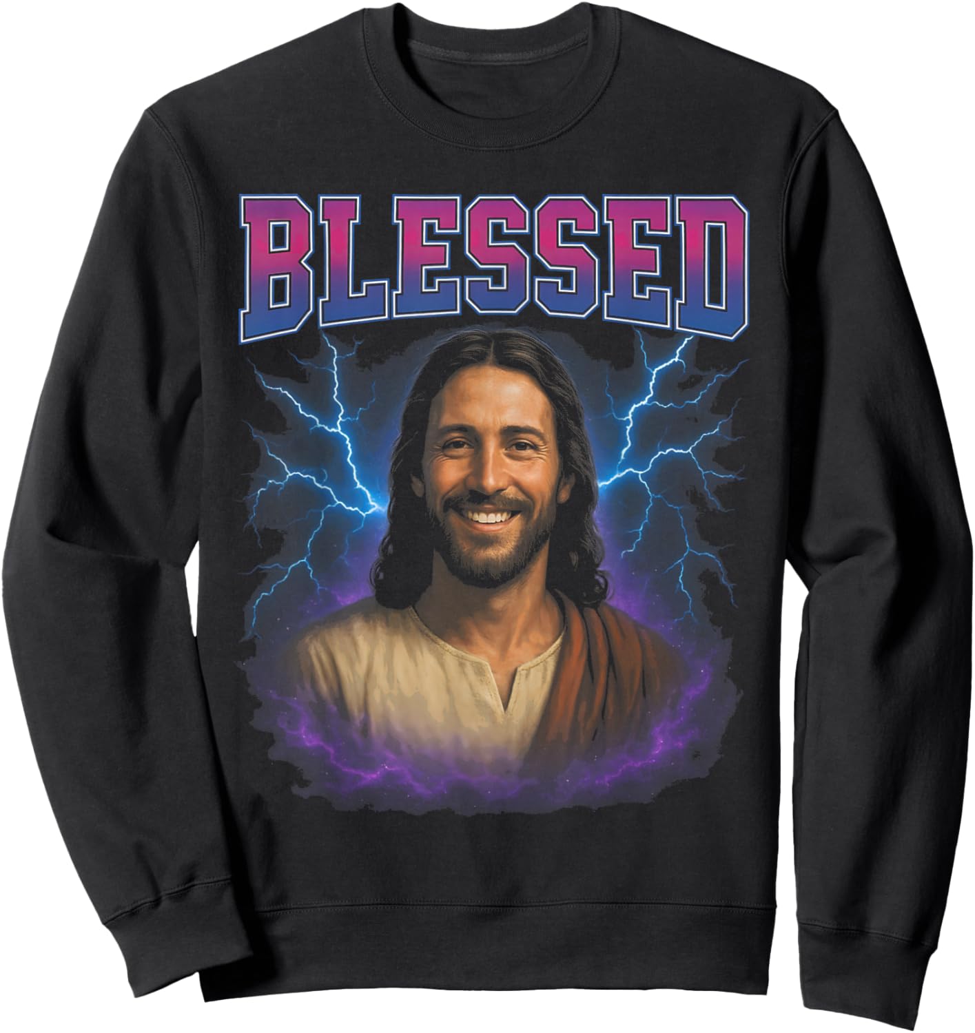 Blessed Jesus - Funny Cringy Meme Overloaded Christian Sweatshirt - Sweatshirt | Black