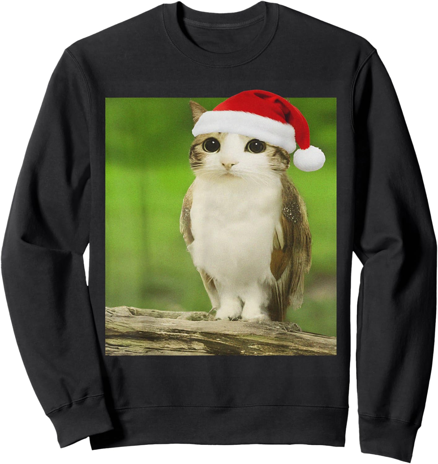Funny Adorable Cat Owl Meme Meowl Christmas Sweatshirt - Sweatshirt | Black