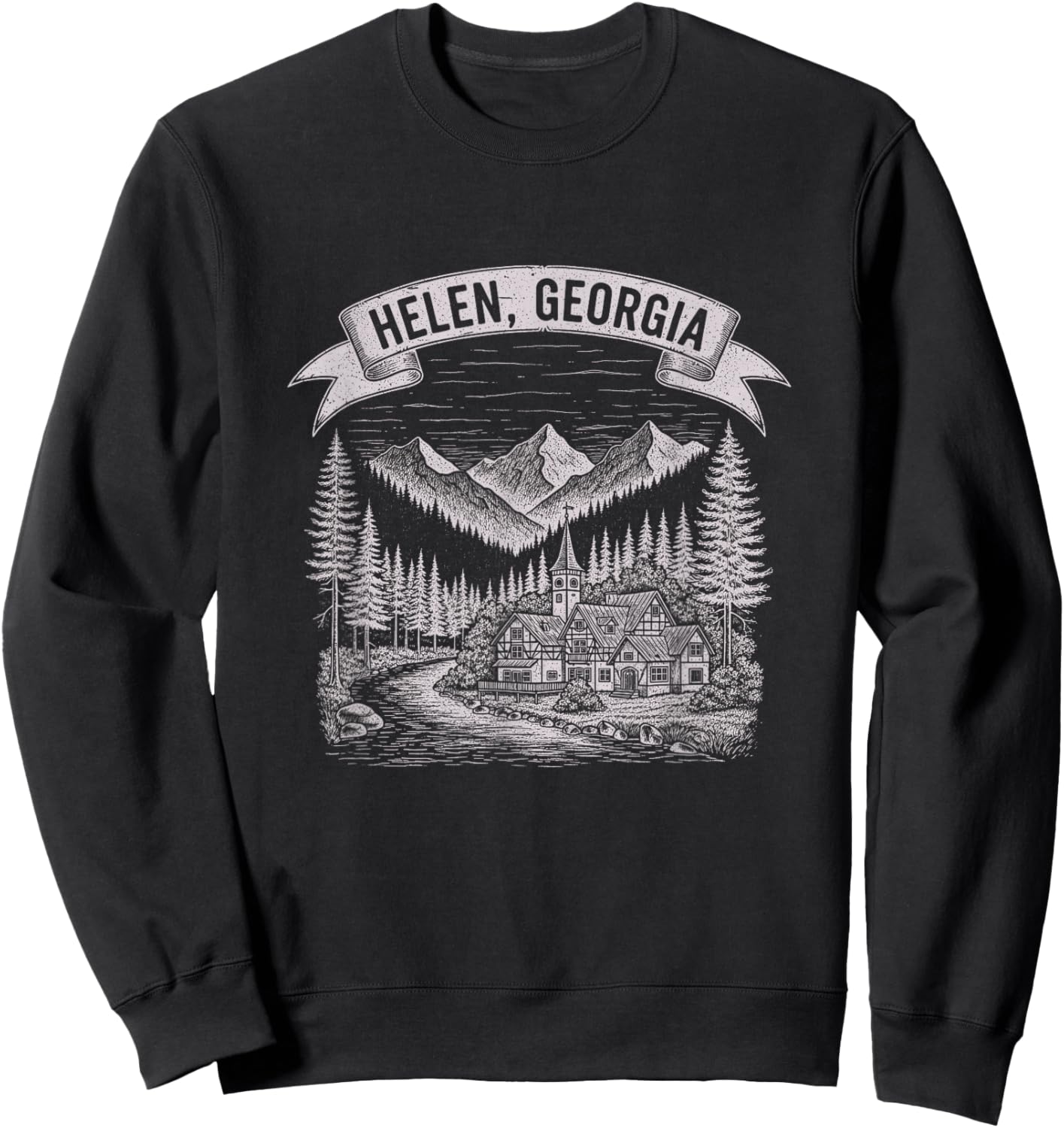 Vintage Helen Georgia Sketch Art Design Sweatshirt - Sweatshirt | Black