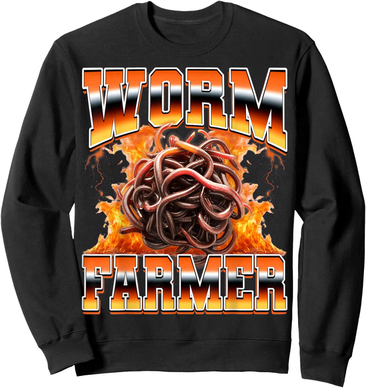 Worm Farmer Worm Farming Worm Farm Vermiculture 90s Bootleg Sweatshirt - Sweatshirt | Black