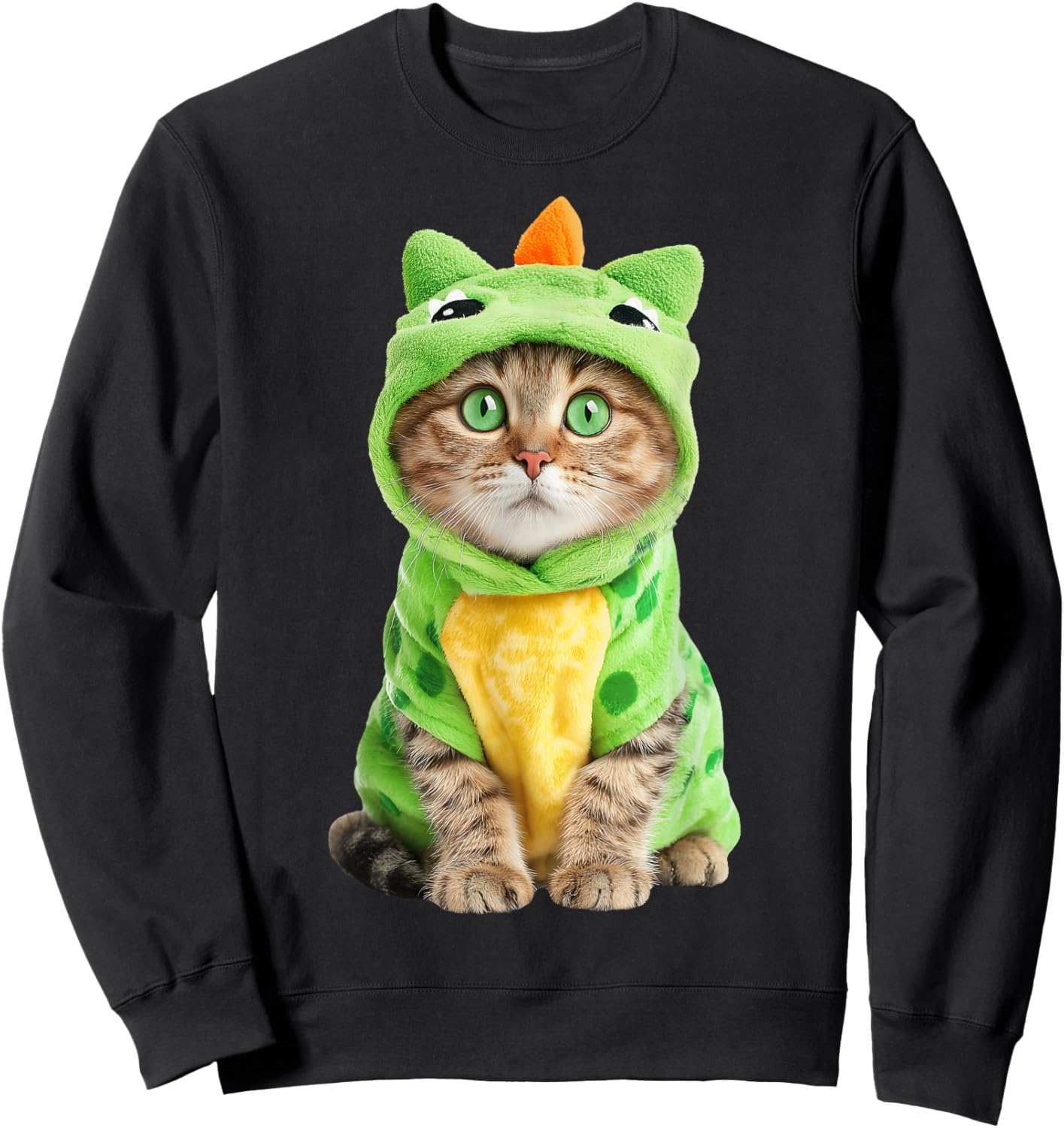 Halloween Cat Dinosaur T Rex Funny Kitten Men Women Kids Sweatshirt - Sweatshirt | Black