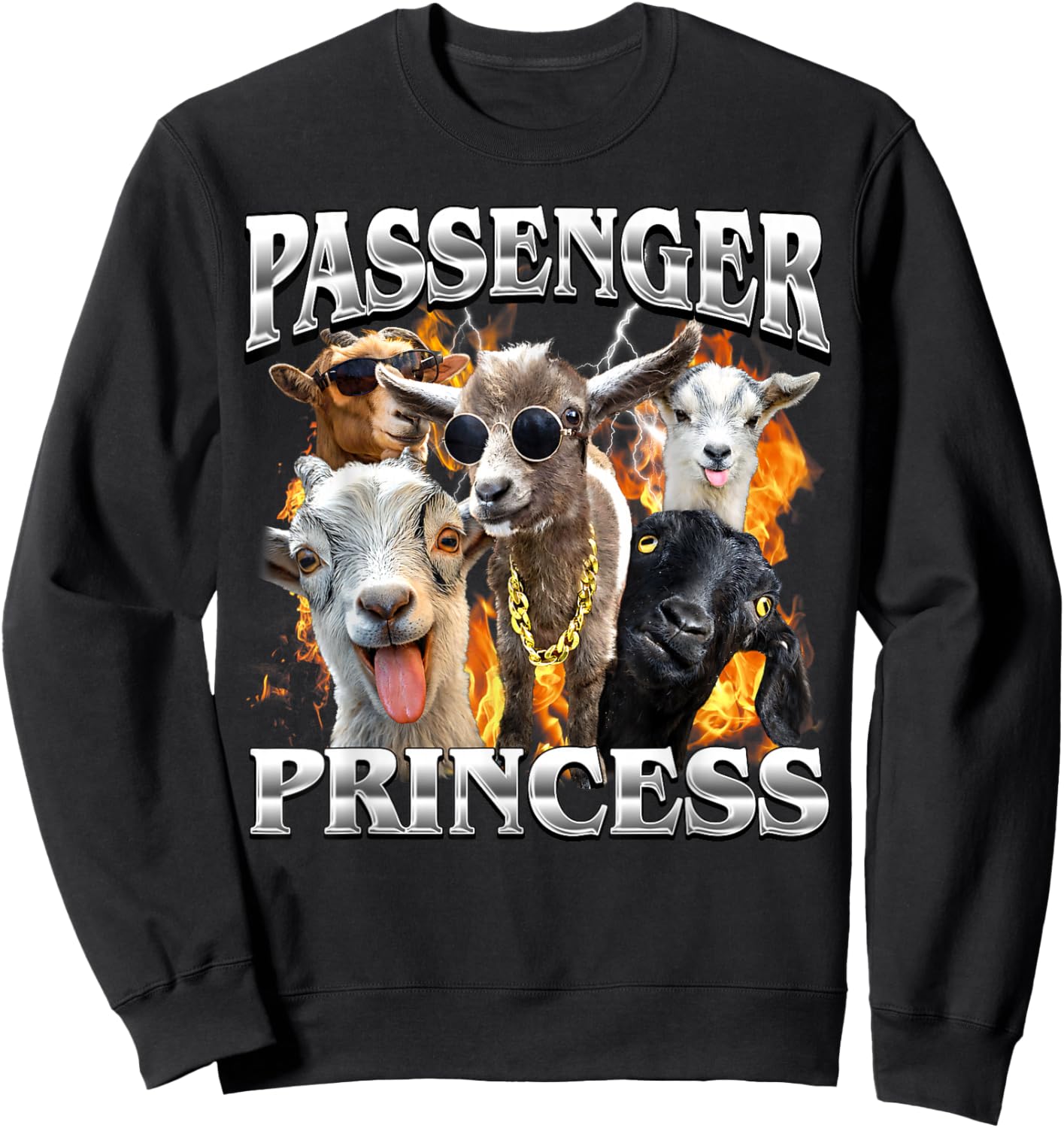 Passenger Princess Goat Adult Humor Bootleg Men Women Sweatshirt - Sweatshirt | Black
