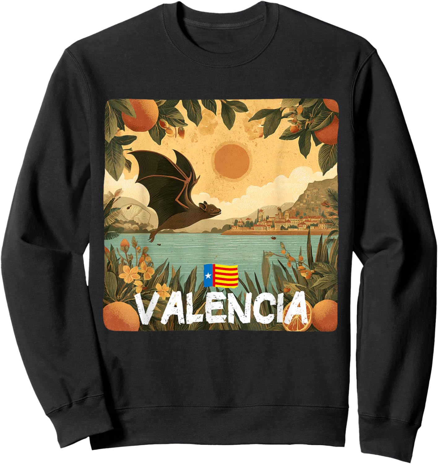 Pretty Valencian Bat Costume with Valencia Nature Look Sweatshirt - Sweatshirt | Black