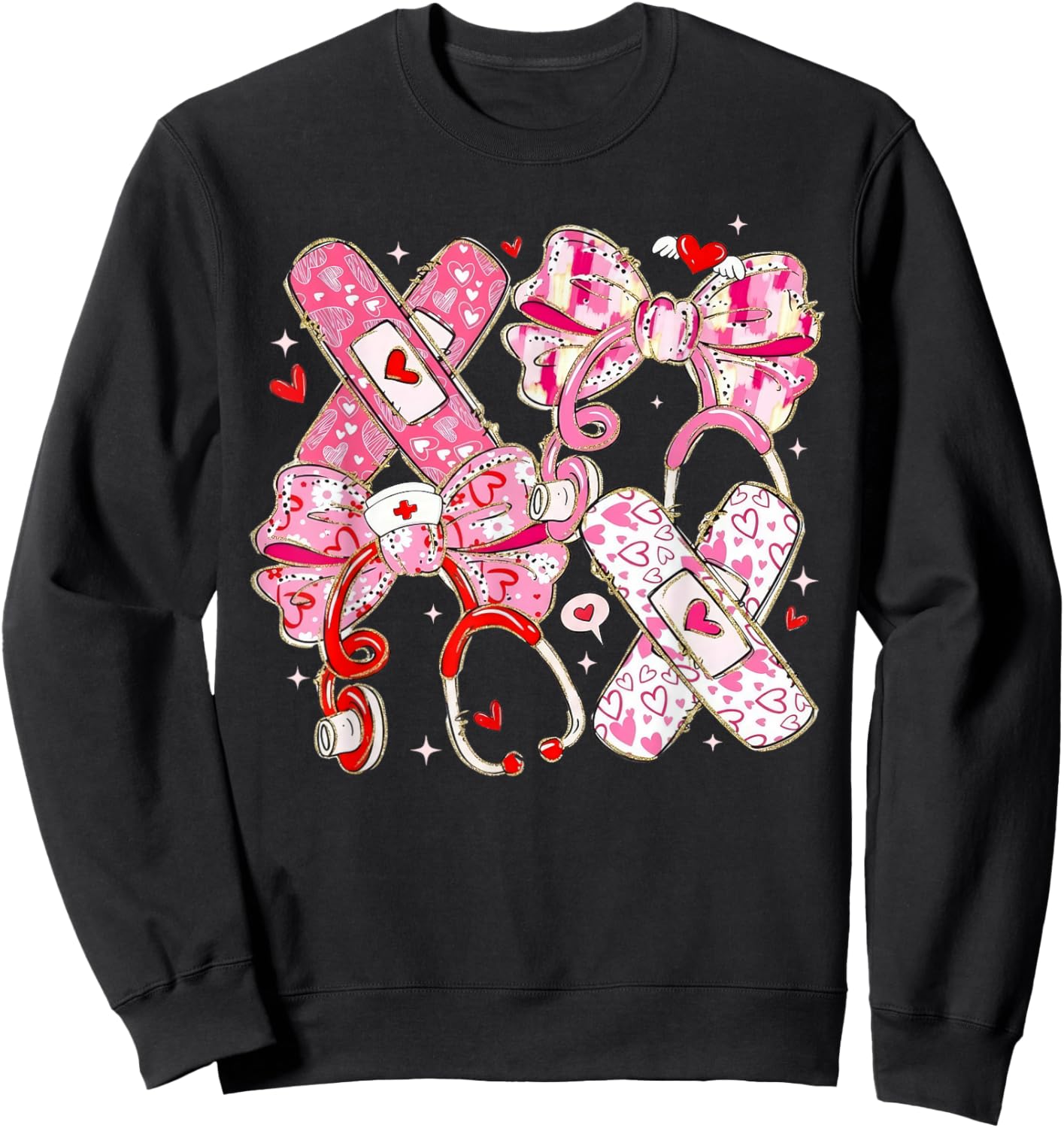 Cute Valentine Nurse Scrubs Cute Heart Icons Nurse Life Sweatshirt - Sweatshirt | Black