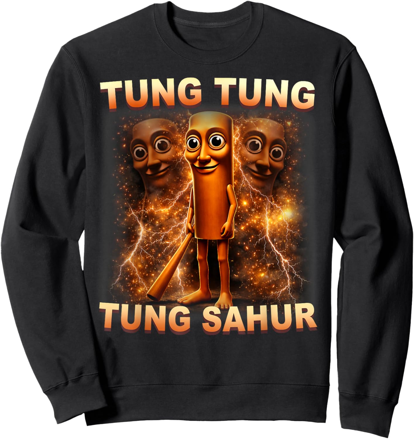 Tung Tung Tung Sahur is Calling Funny Italian Brainrot Sweatshirt - Sweatshirt | Black