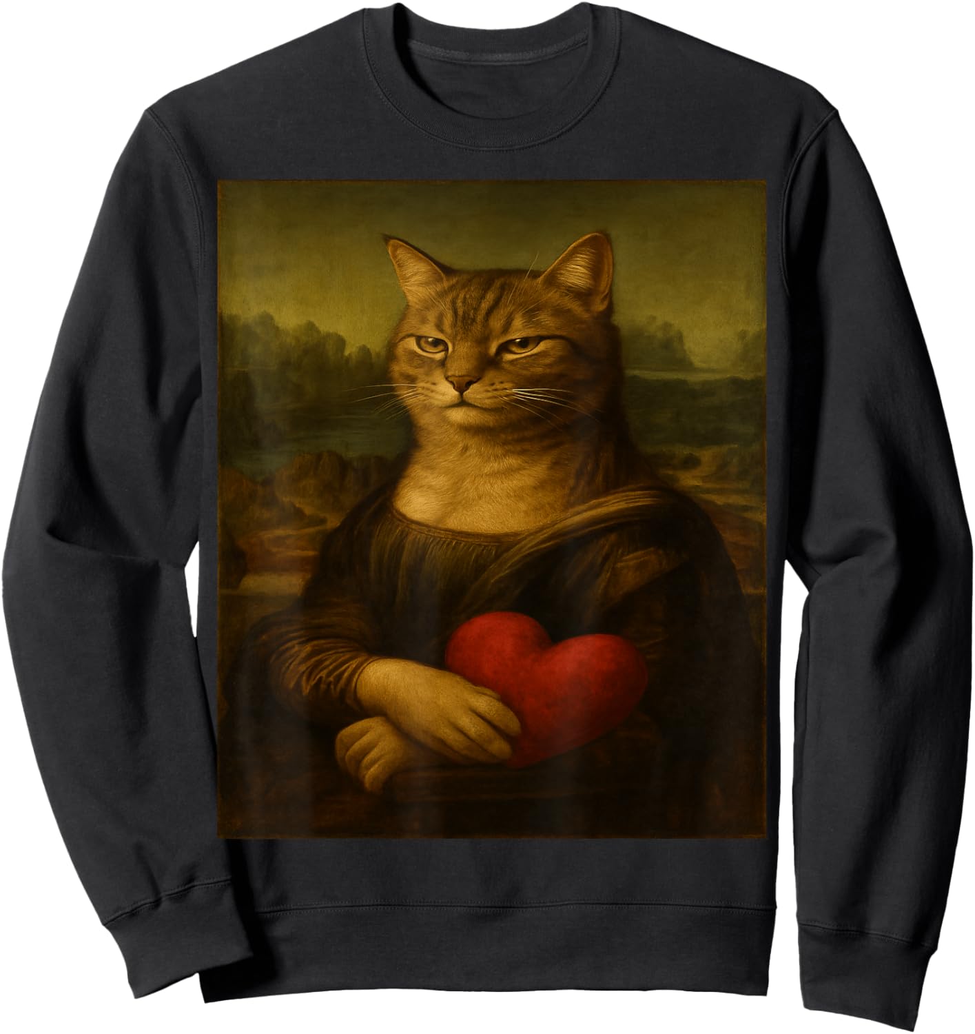 Cat Monalisa Cats Lovers Sarcastic Sweatshirt - Sweatshirt | Black