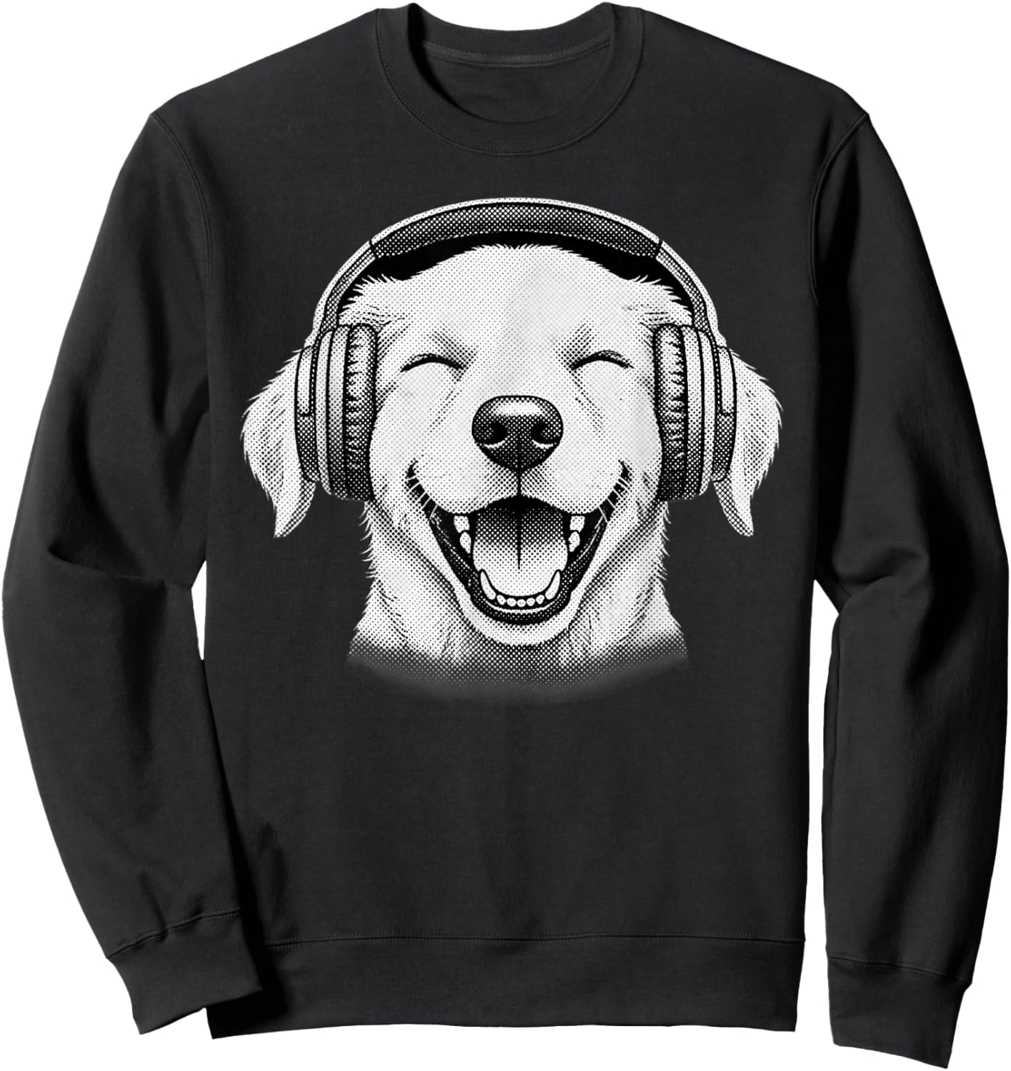 Cute Headphones Dog Funny Grunge Silly Graphic Sweatshirt - Sweatshirt | Black
