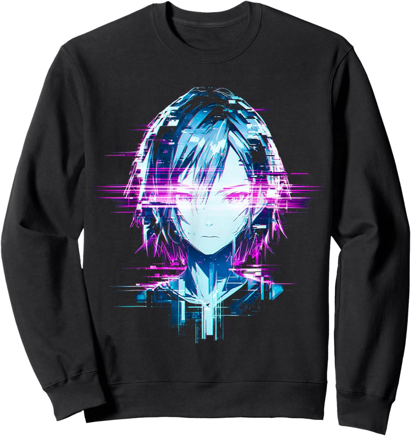 Anime Lover Graphic Otaku Japanese Girl Retro Manga Art Sweatshirt - Sweatshirt | Black