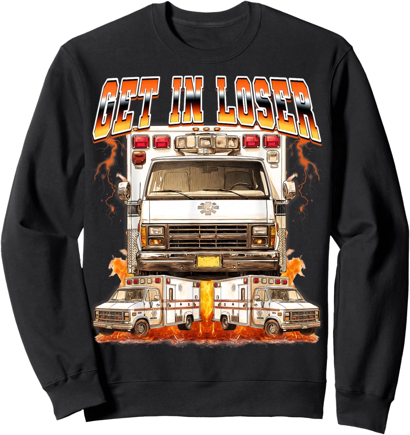 Ambulance Driver EMT 90s Bootleg Sweatshirt - Sweatshirt | Black