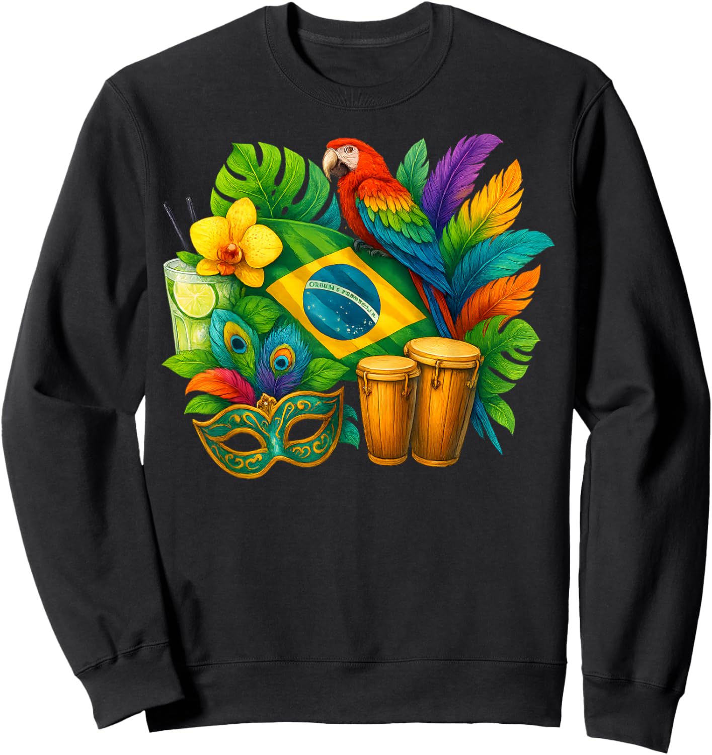 Brazil Flag Vacation Travel Brazilian Culture Men Women Kids Sweatshirt - Sweatshirt | Black