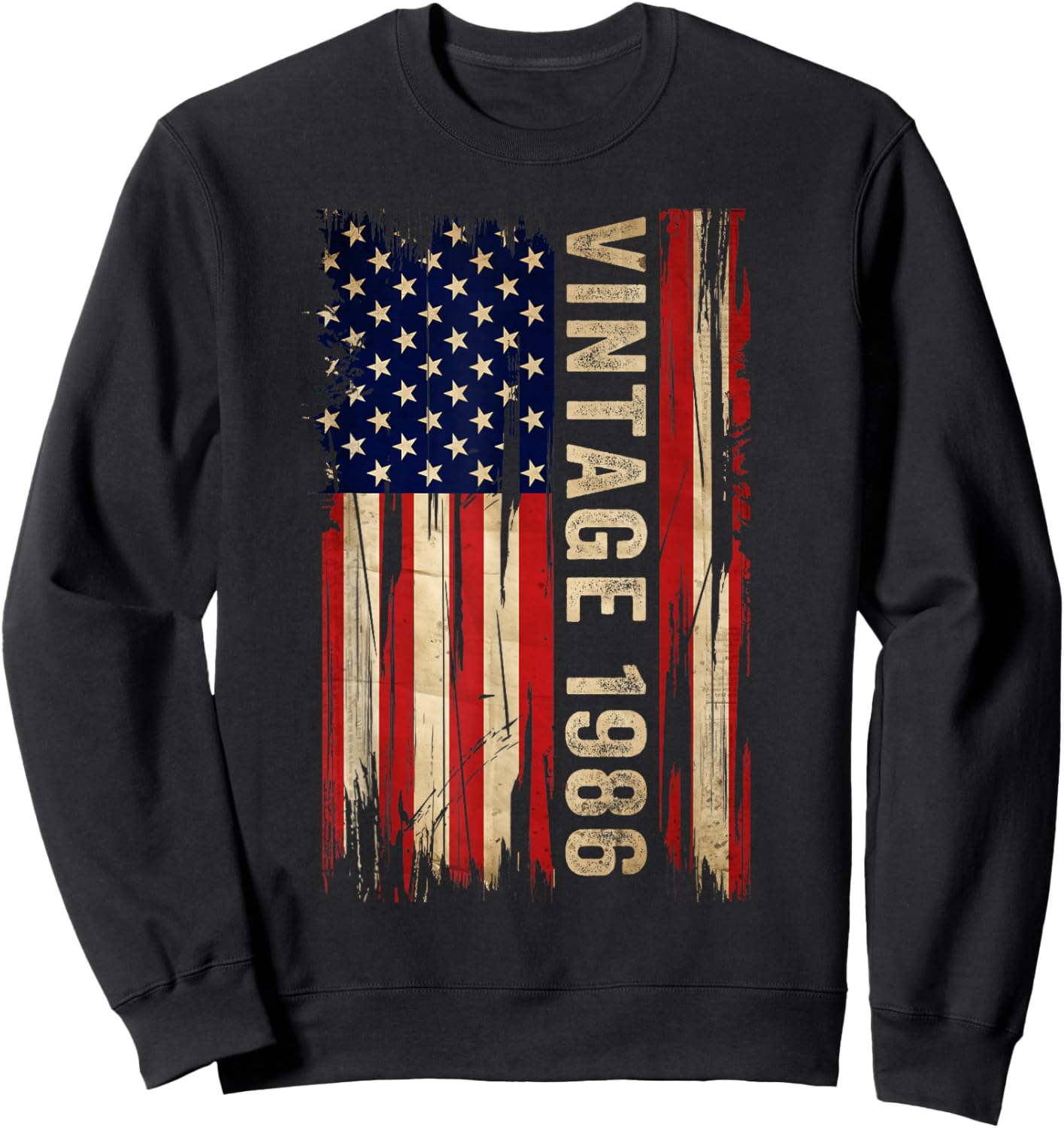 40 Years Old Gifts Vintage 1986 40th Birthday American Flag Sweatshirt - Sweatshirt | Black