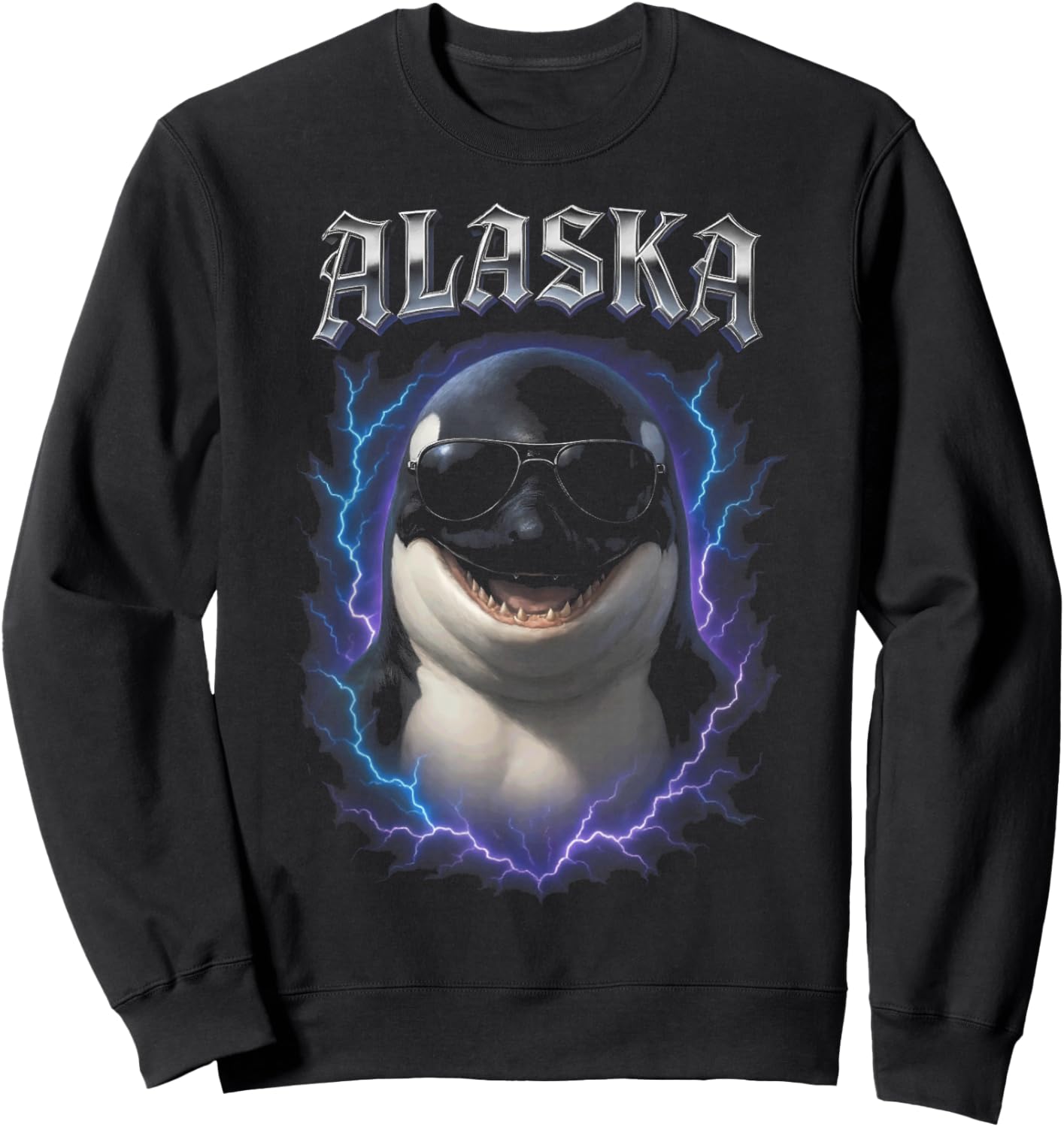 Alaska Whale Overloaded Graphic Sweatshirt - Sweatshirt | Black