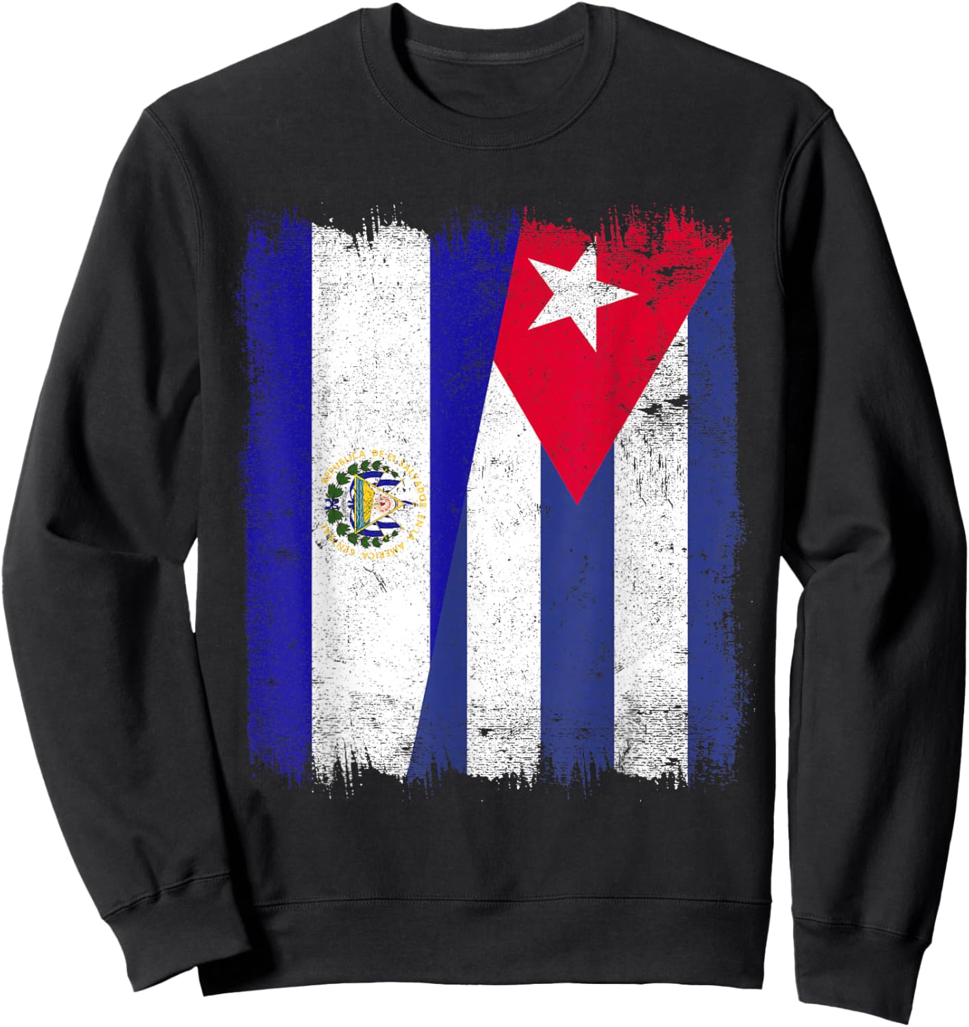 El Salvador Cuba Half Flag Salvadorian Cuban Heritage Sweatshirt - Sweatshirt | Black