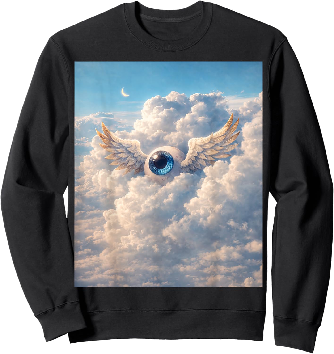 Weirdcore Angel Winged Eye Liminal Space Dreamcore Sweatshirt - Sweatshirt | Black