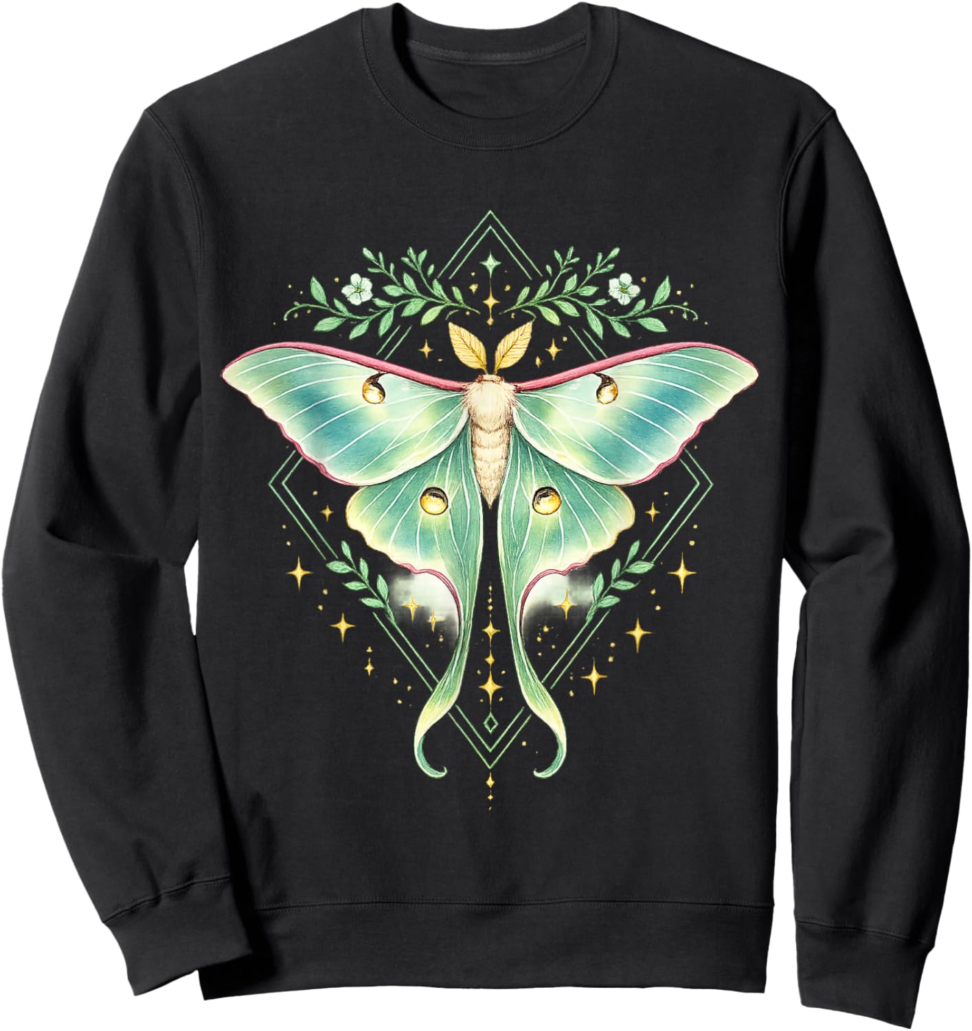 Cute Luna Moth Beautiful Butterfly Insect Lover Themed Sweatshirt - Sweatshirt | Black