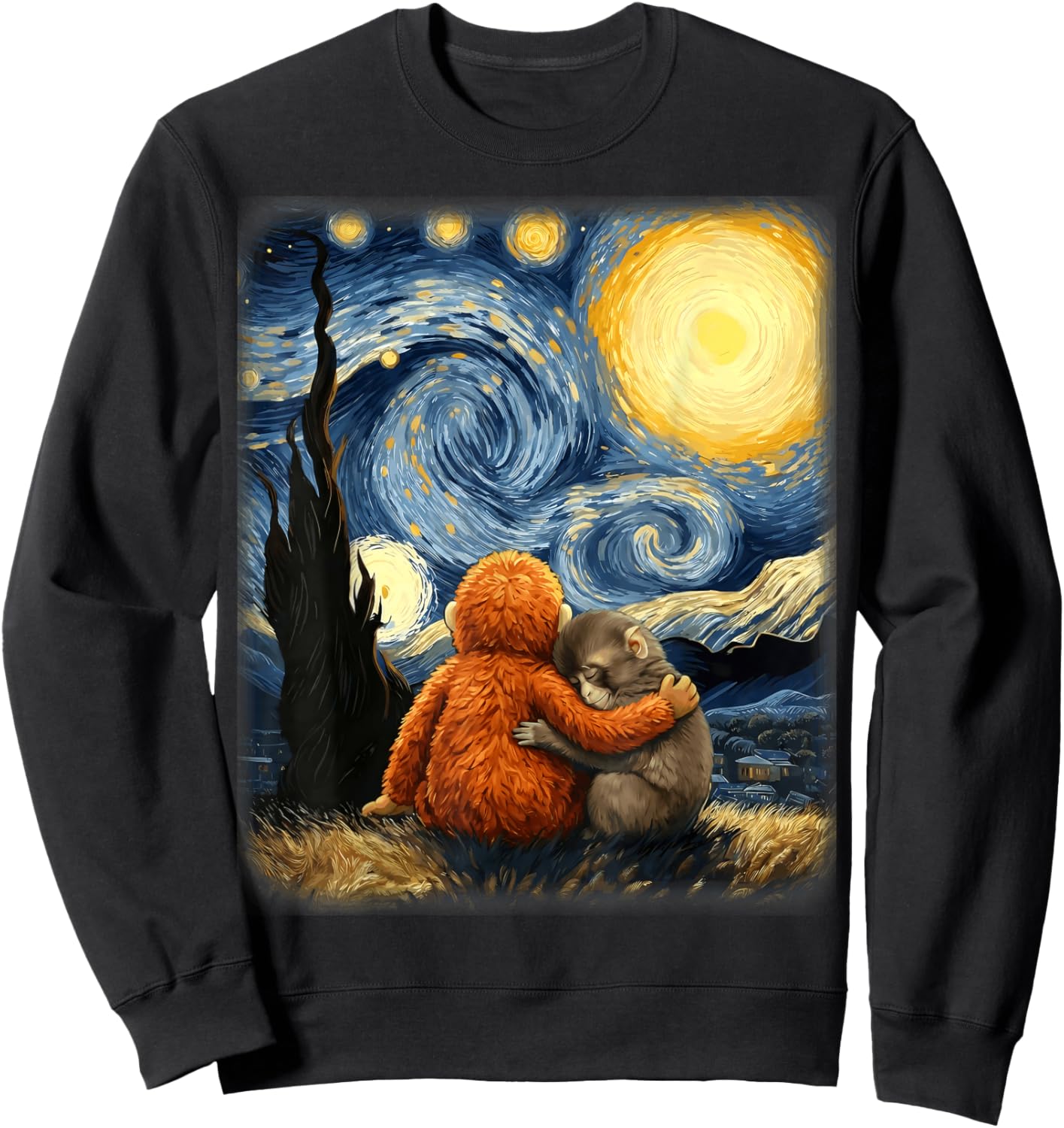 Punch-kun Panchi Kun Viral Video Van Gogh Monkey Punch Sweatshirt - Sweatshirt | Black