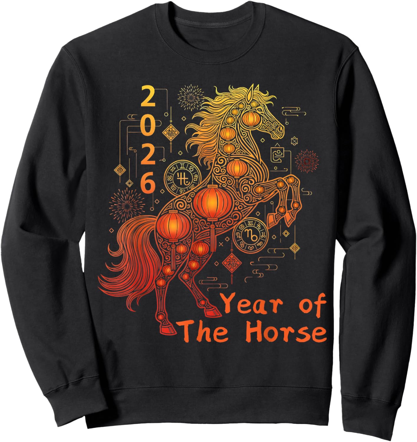 Year of The Horse Happy Chinese Lunar New Year 2026 Sweatshirt - Sweatshirt | Black