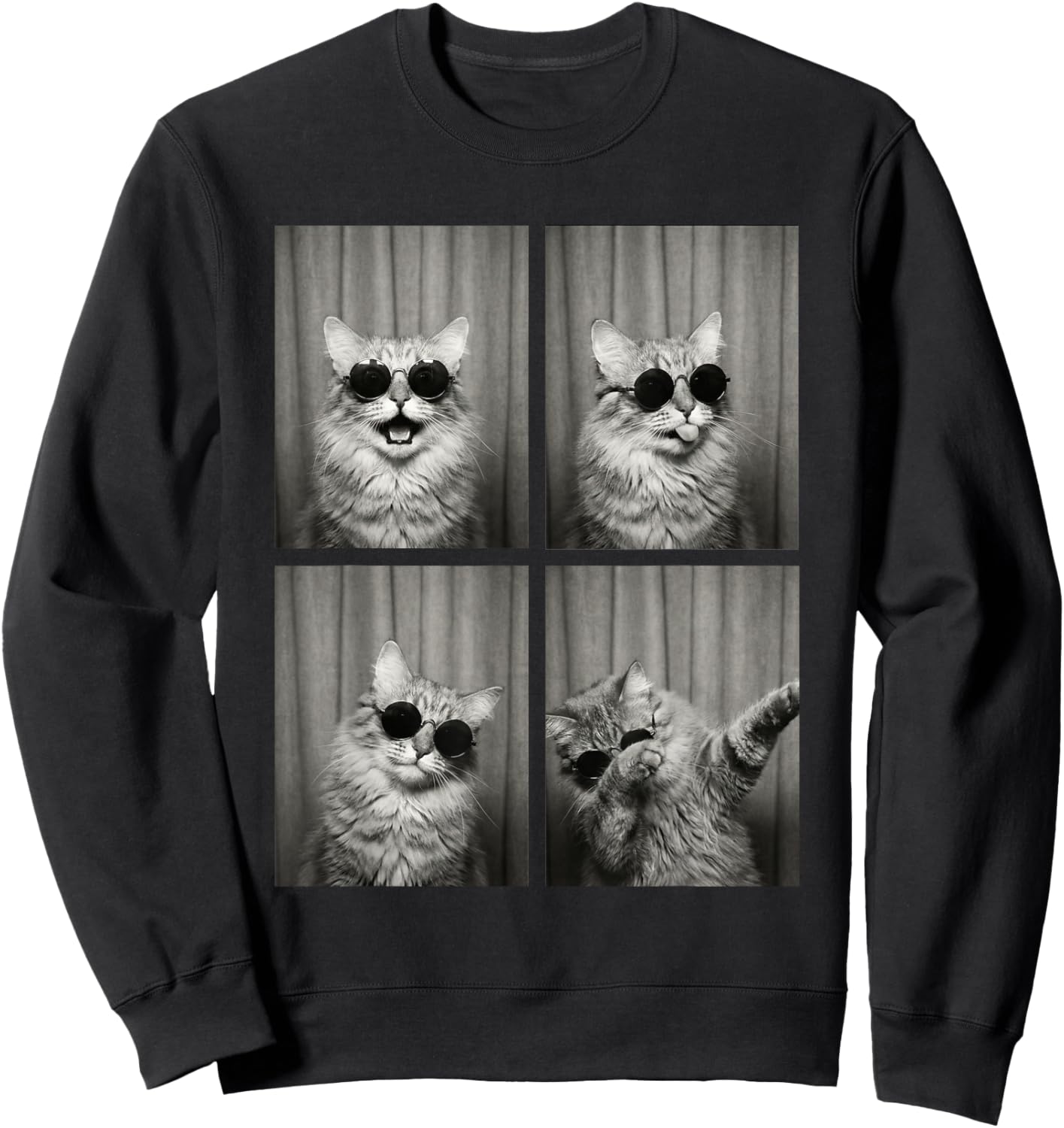 Cat PhotoBooth Sunglasses Funny Dab Cats Lover Sweatshirt - Sweatshirt | Black