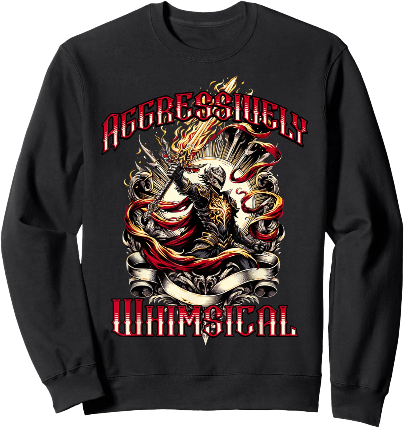 Aggressively Whimsical Knight Warrior Sweatshirt - Sweatshirt | Black