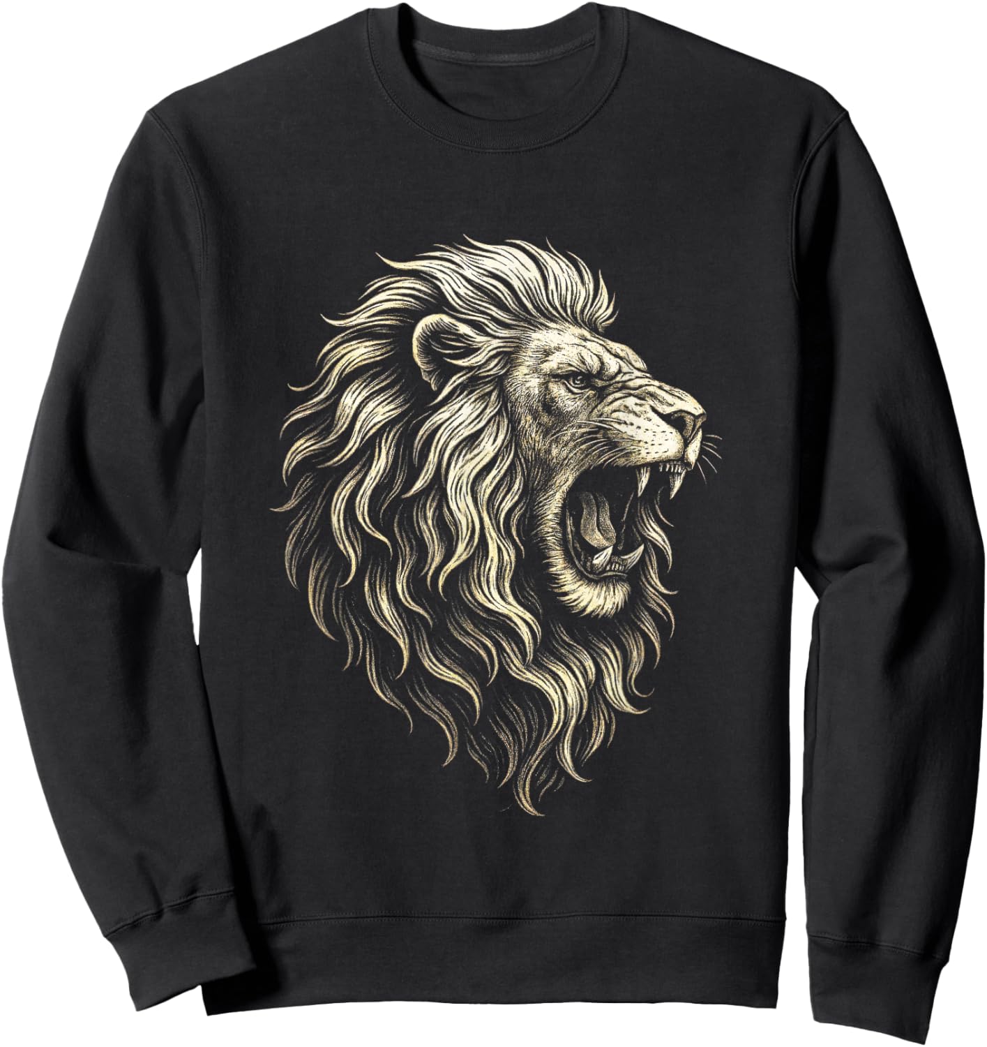 Roaring Lion Art - Fierce Animal Nature Sweatshirt - Sweatshirt | Black