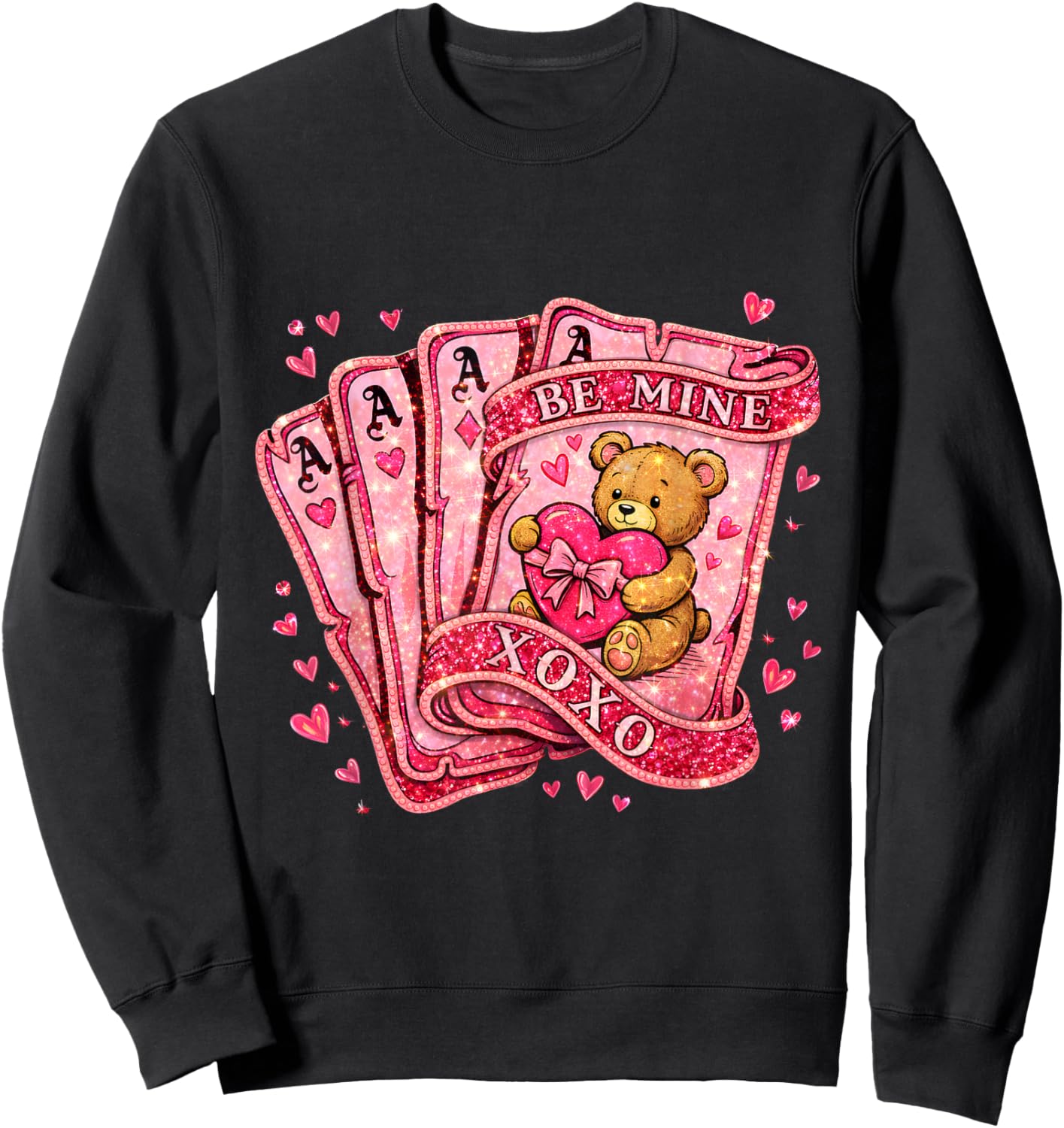 Valentine Coquette Couple Love Cute Sweatshirt - Sweatshirt | Black
