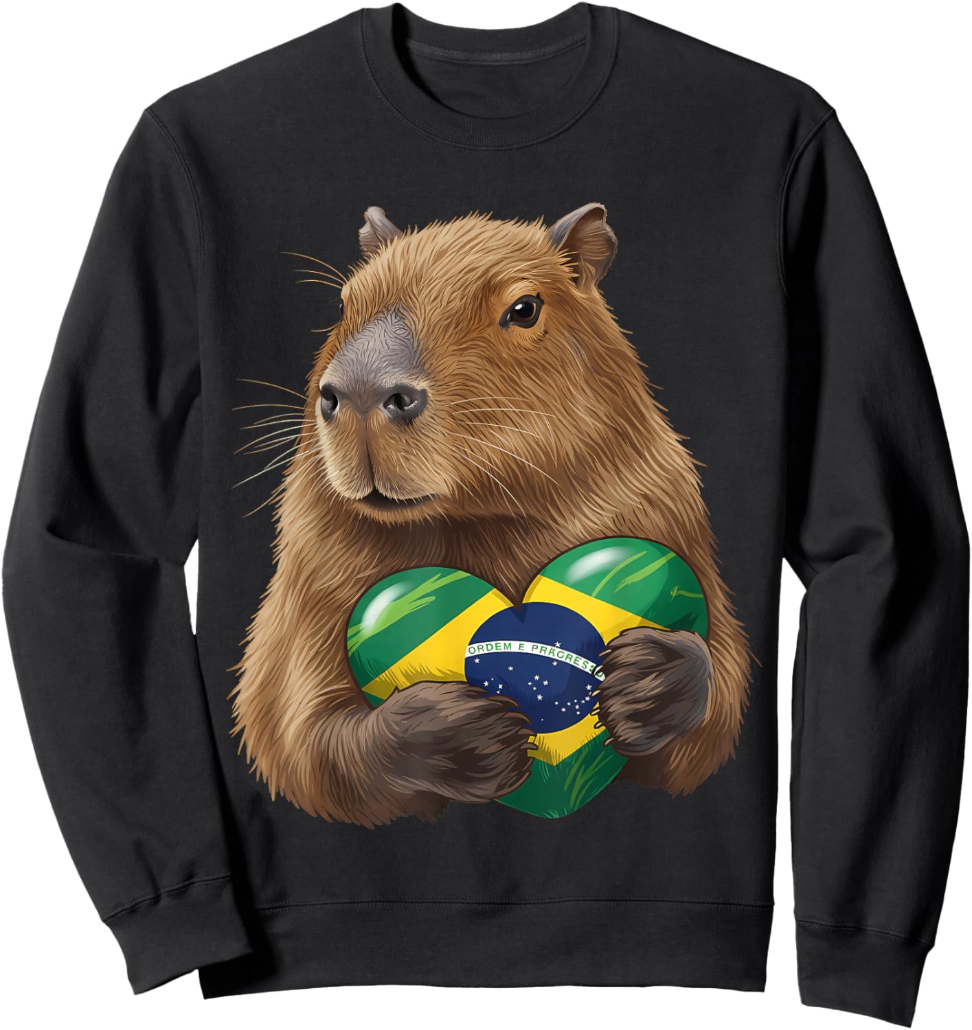 Brazil Flag Capybara Brazilian Roots Brasilian Pride Brasil Sweatshirt - Sweatshirt | Black