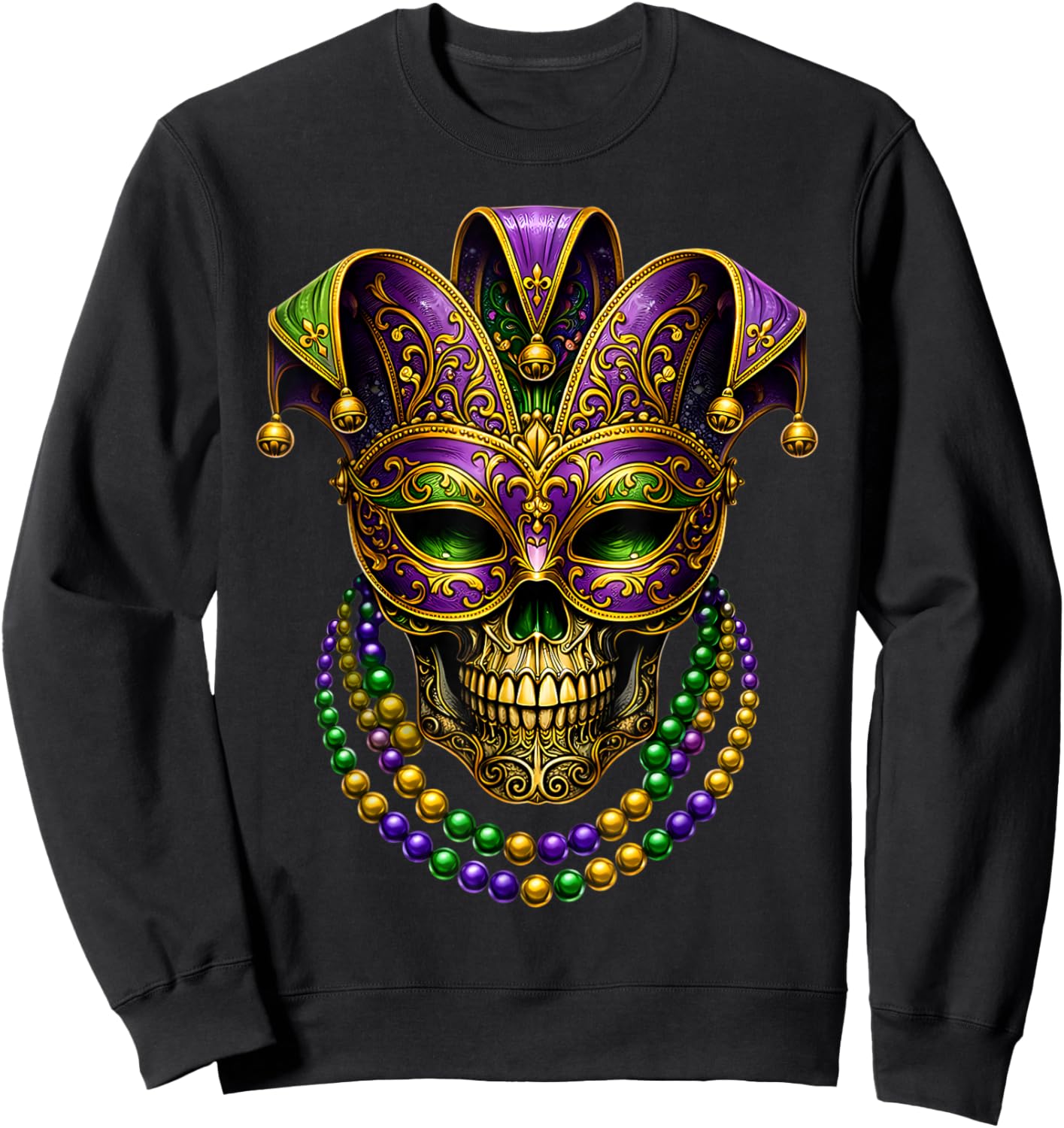 Mardi Gras Costume Sugar Skull Carnival Party Men Women Kids Sweatshirt - Sweatshirt | Black