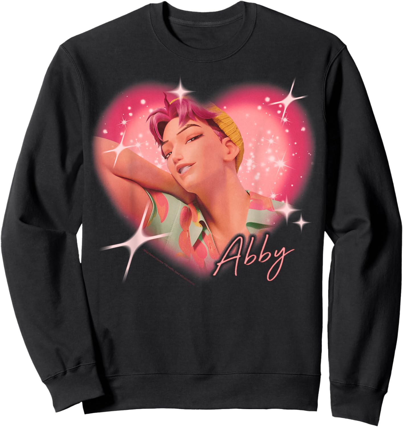Kpop Demon Hunters The Saja Boys Abby Charming Gaze Heart Sweatshirt - Sweatshirt | Black