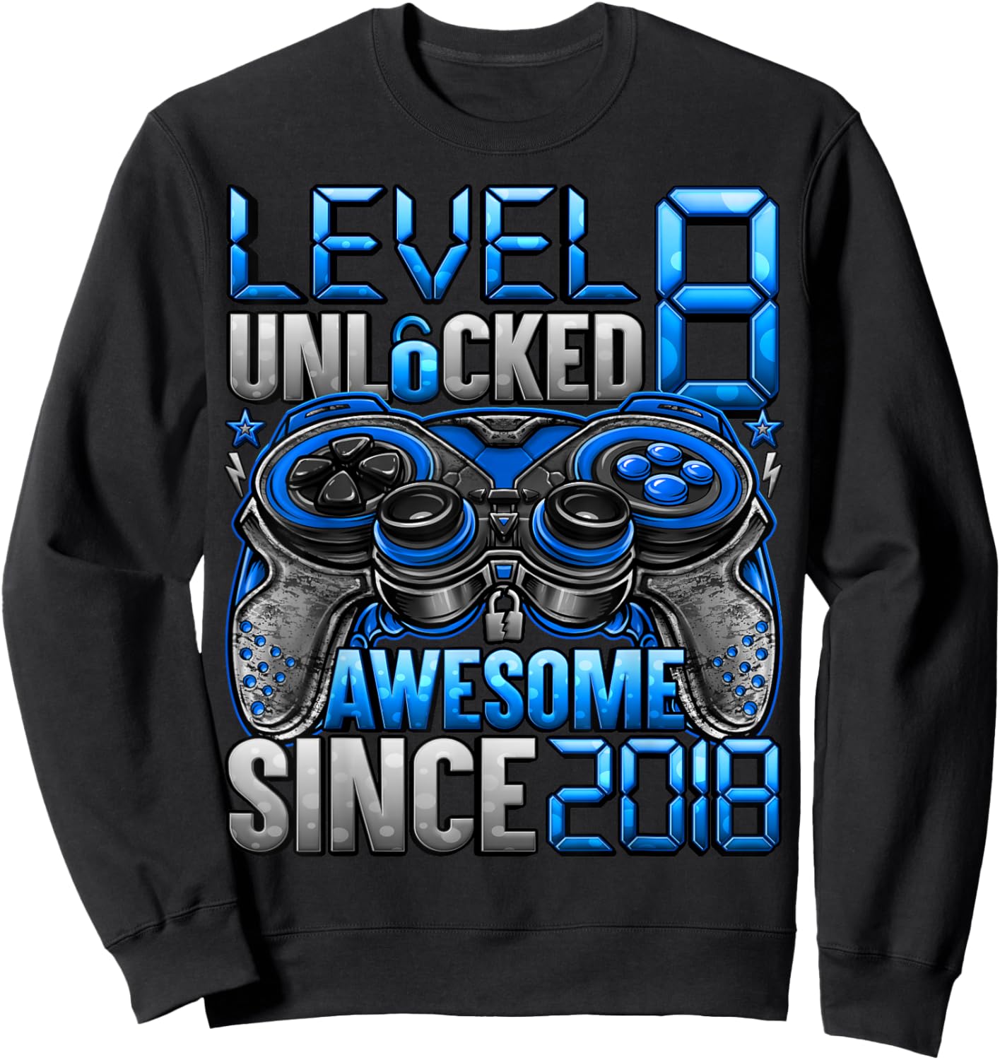 Level 8 Unlocked 8 Year Old Gifts for Boys 8th Birthday Boy Sweatshirt - Sweatshirt | Black