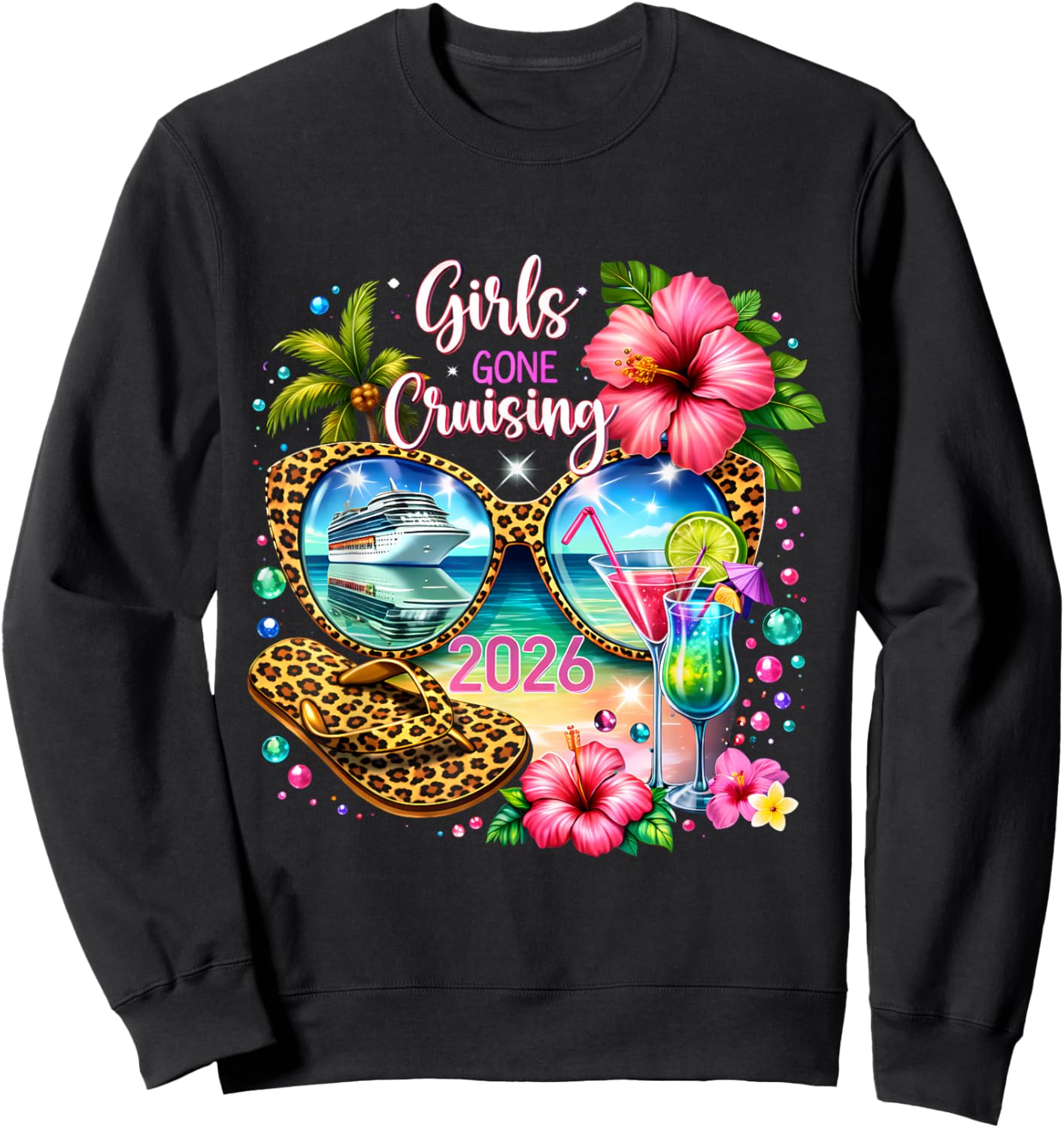 Girls Gone Cruising 2026 Tropical Vacation Party Trip Sweatshirt - Sweatshirt | Black