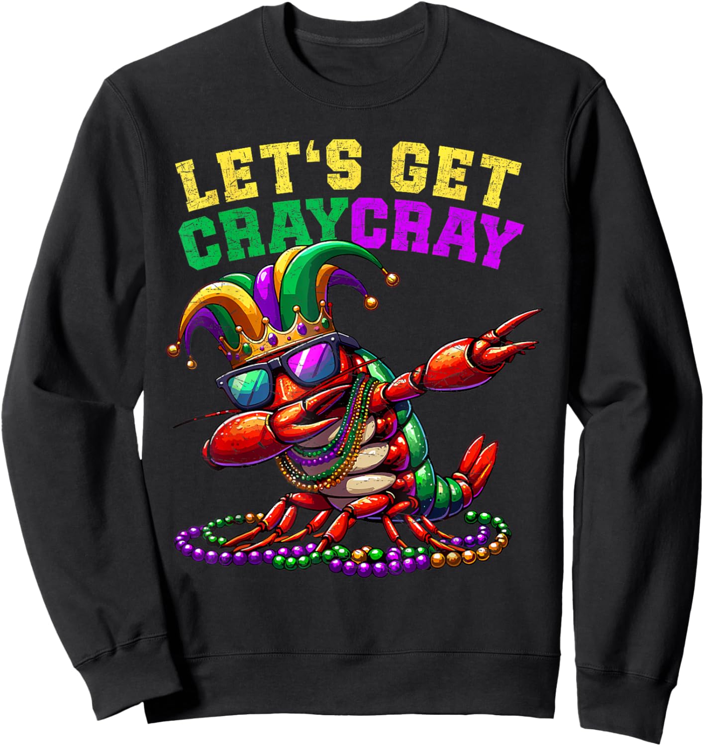 Dabbing Crawfish Costume Kids Boys Men Mardi Gras Sweatshirt - Sweatshirt | Black