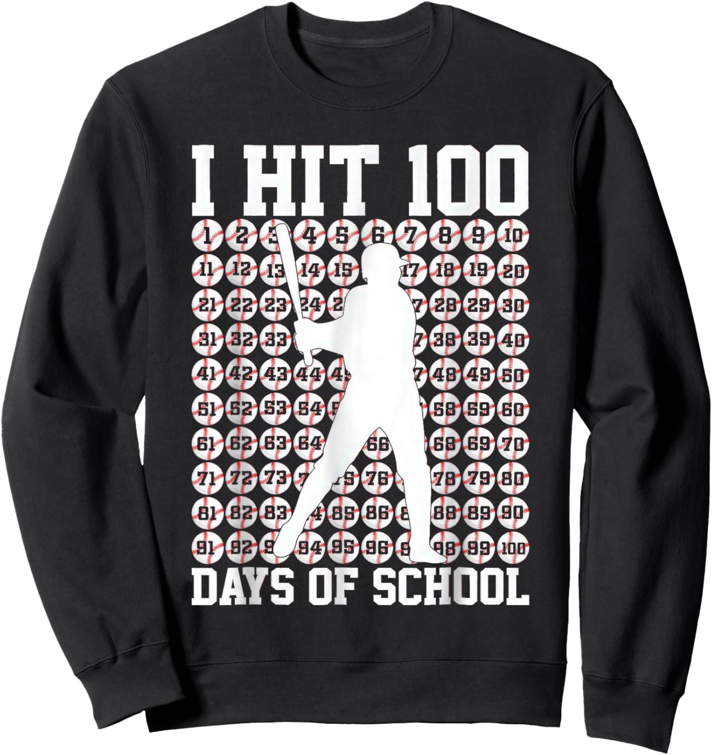 100 Days of School Boys Kids 100th Day Balls for Baseball Sweatshirt - Sweatshirt | Black