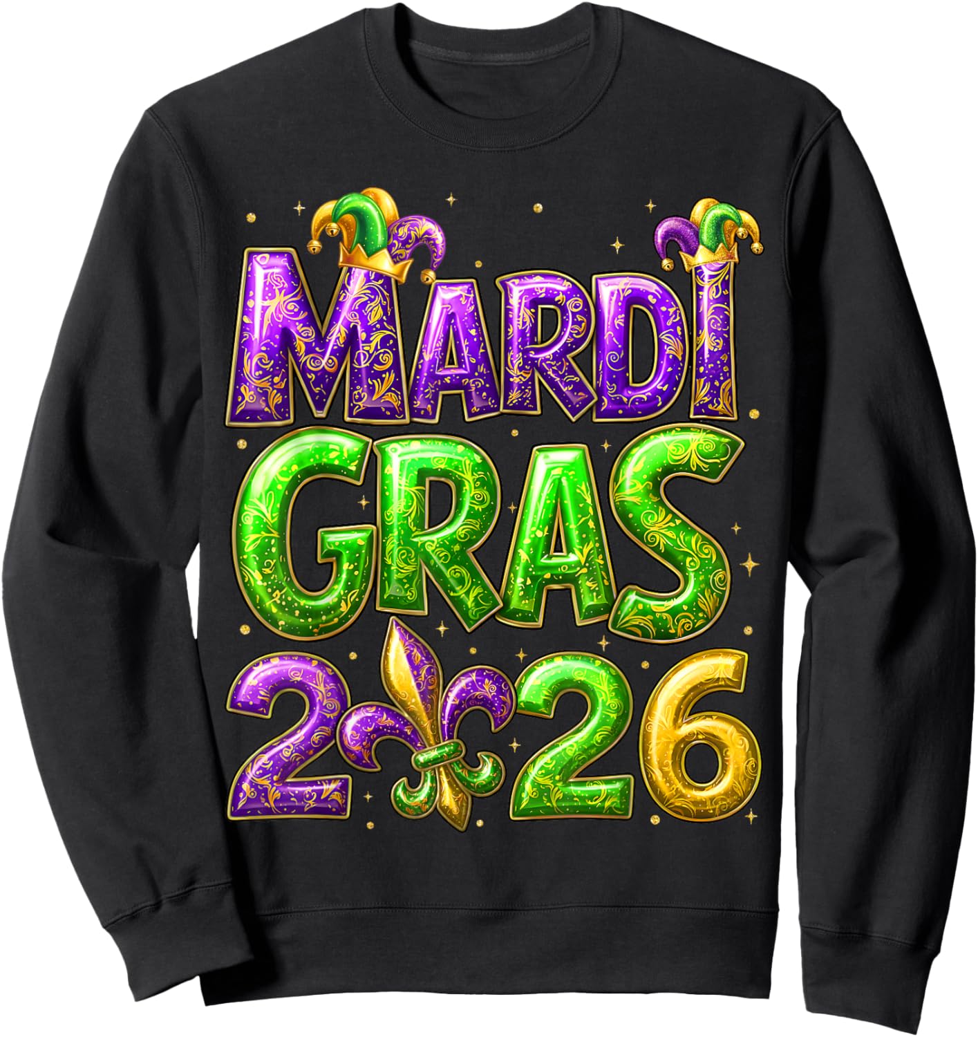 Mardi Gras 2026 Family Matching Costume PJs Women Kid Men Sweatshirt - Sweatshirt | Black