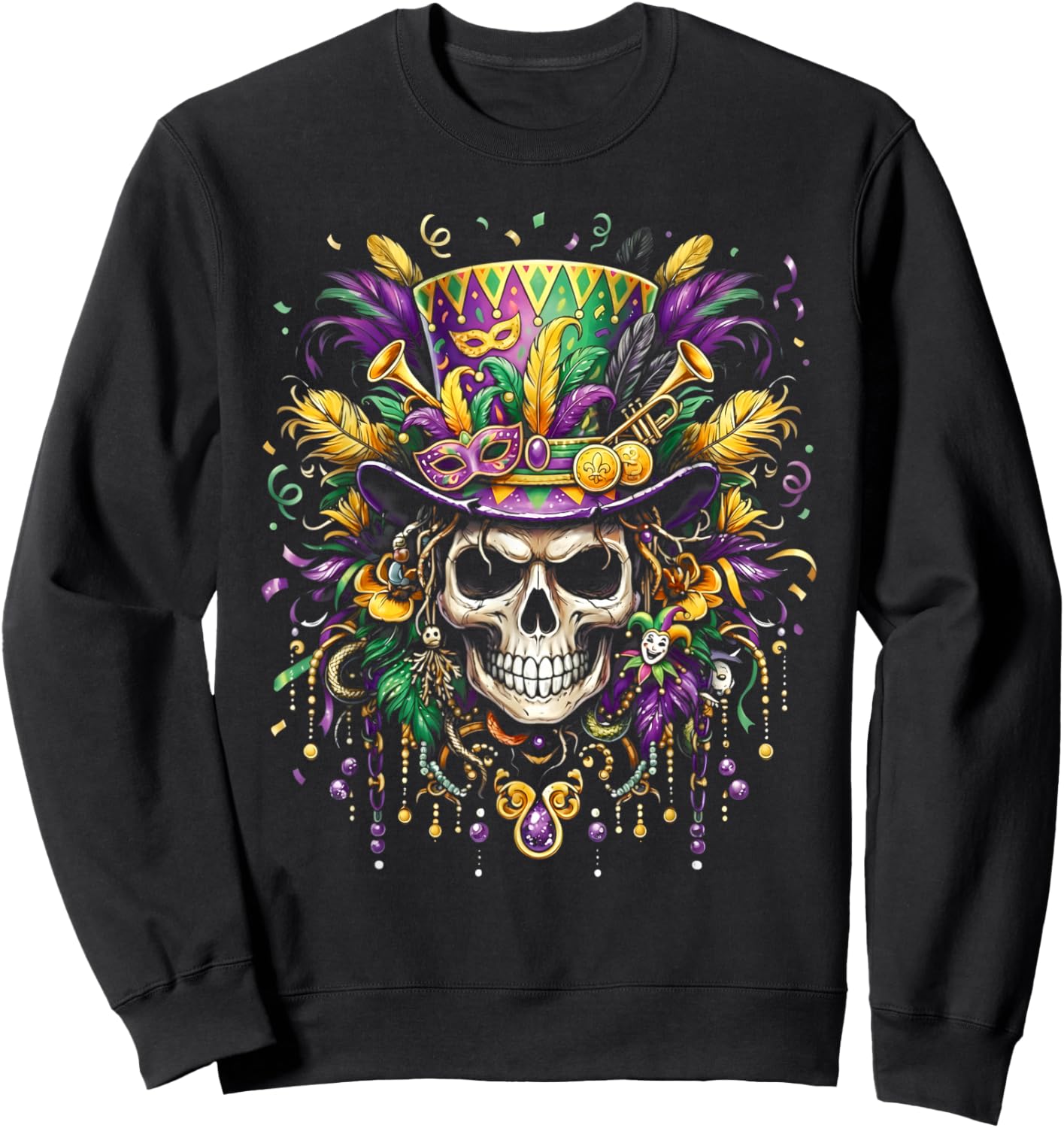Mardi Gras Costume Sugar Skull Carnival New Orleans Trip Sweatshirt - Sweatshirt | Black