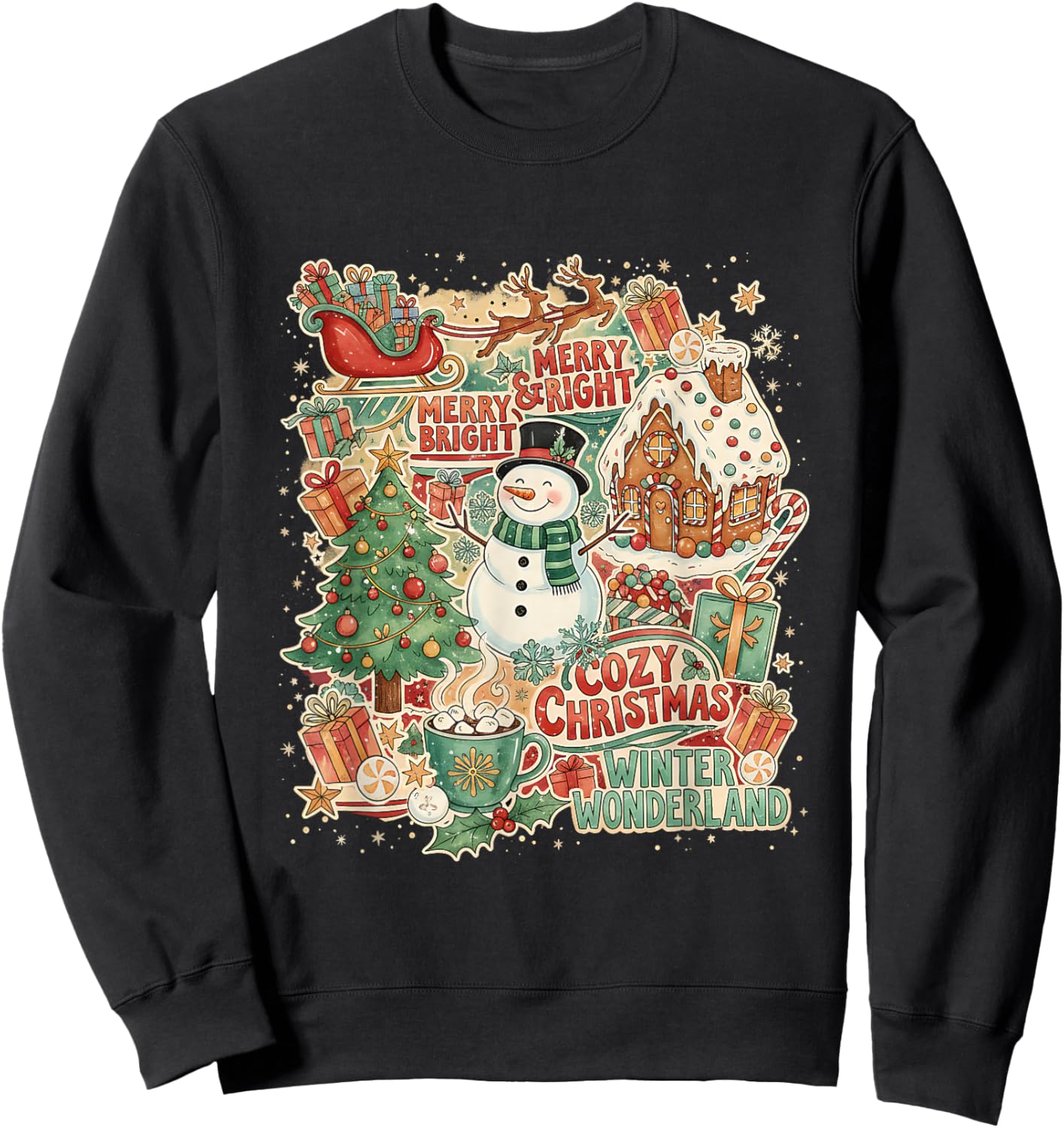 Cozy Christmas Winter Wonderland Holiday Design Sweatshirt - Sweatshirt | Black
