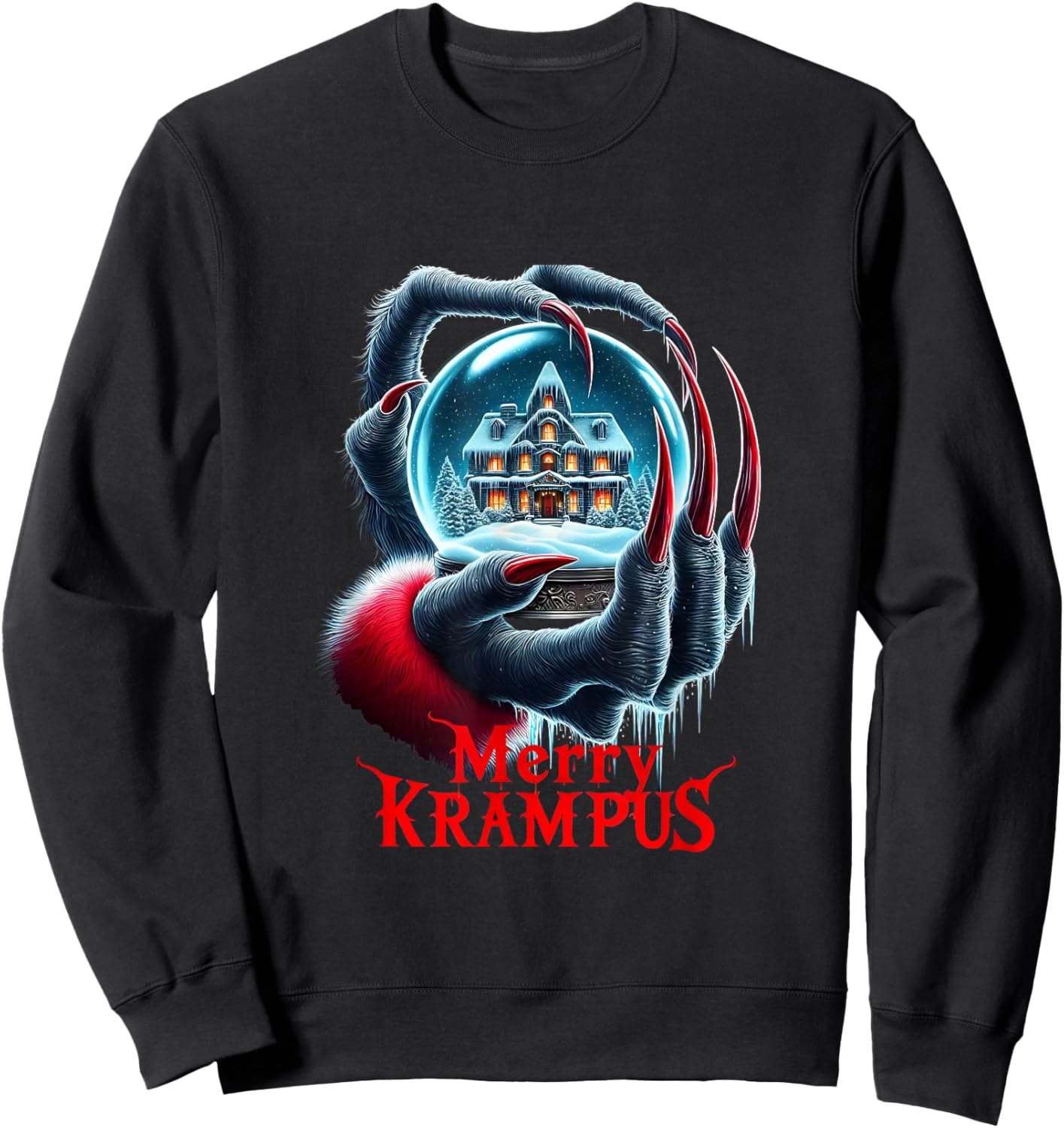 Merry Krampus Coming Town Christmas Gothic Xmas Horror Sweatshirt - Sweatshirt | Black