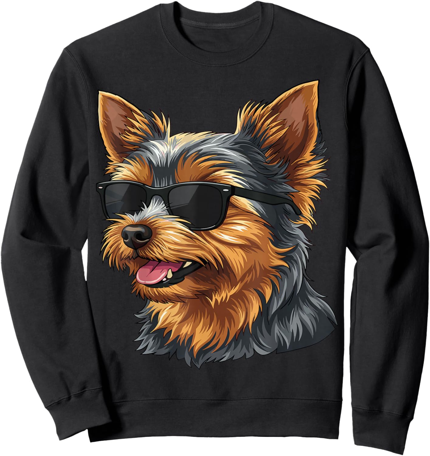 Funny Yorkshire Terrier Lover Retro Dog Sunglasses Dogs Pets Sweatshirt - Sweatshirt | Black