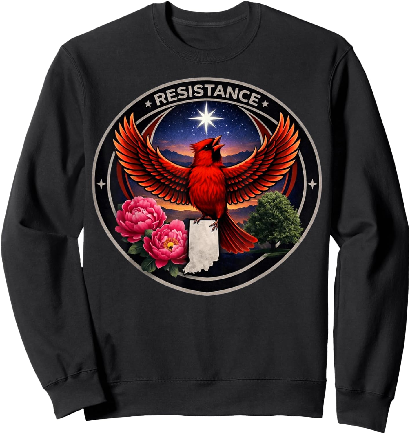 Indiana in Rebel Bird Alliance Resistance No Kings 2026 Sweatshirt - Sweatshirt | Black