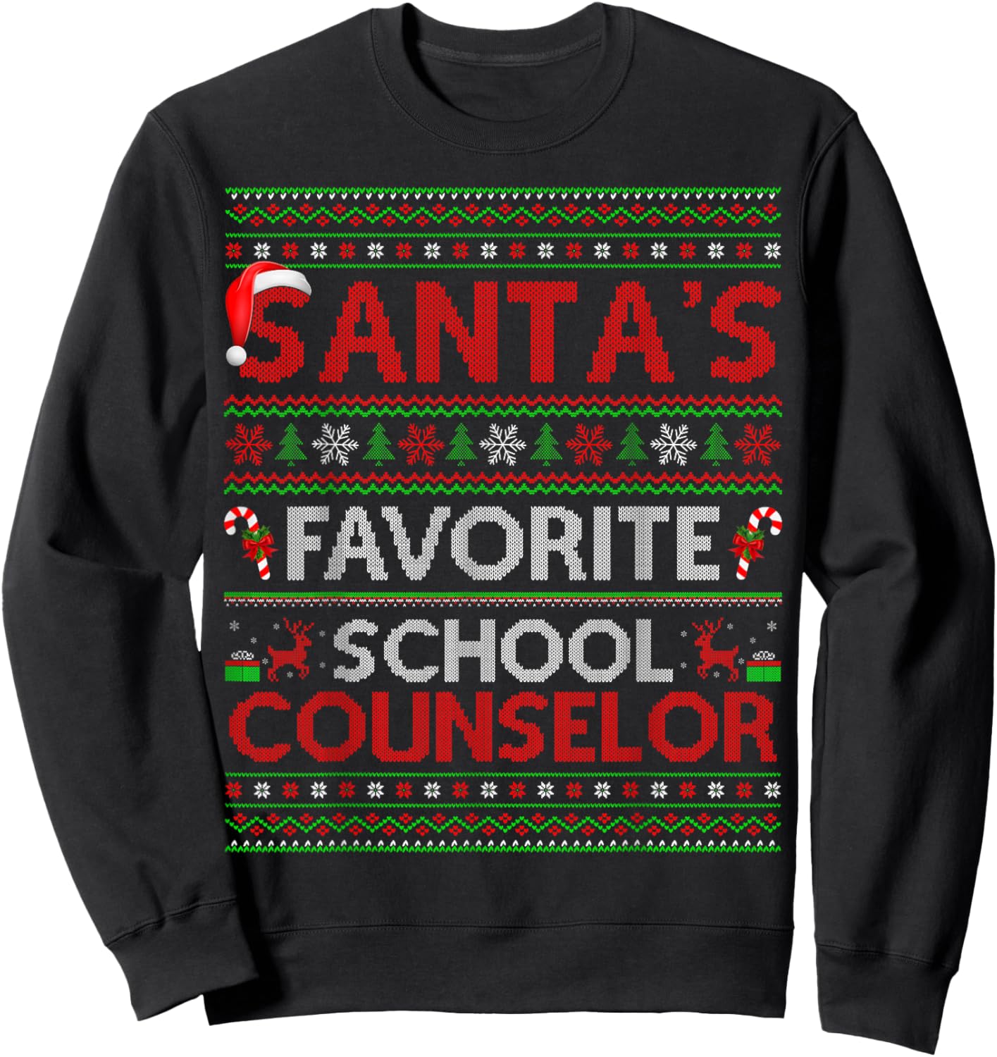 Santa Favorite School Counselor Ugly Christmas Sweaters Xmas Sweatshirt - Sweatshirt | Black