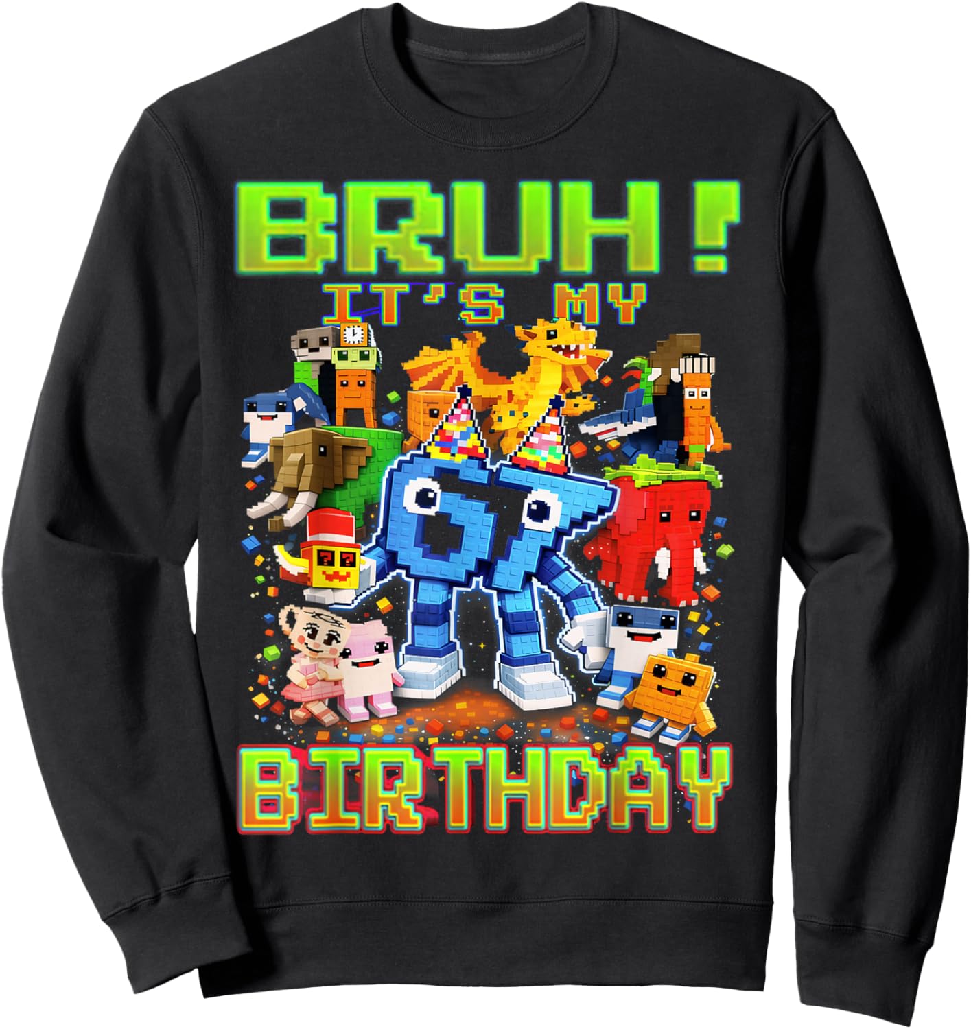 Bruh Its My Birthday Boy 67 Brainrot Gifts for Boys Kids Sweatshirt - Sweatshirt | Black