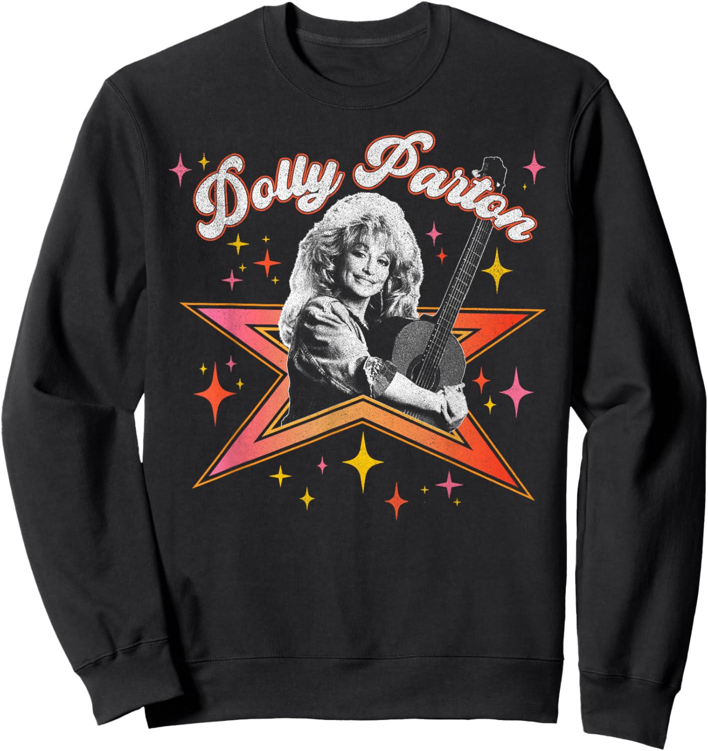 Dolly Parton Black & White Portrait Glimmering and Sparkling Sweatshirt - Sweatshirt | Black