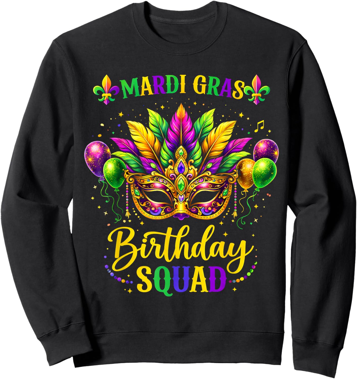 Birthday Squad Mardi Gras Crew Party Girl Toddler Boys Sweatshirt - Sweatshirt | Black
