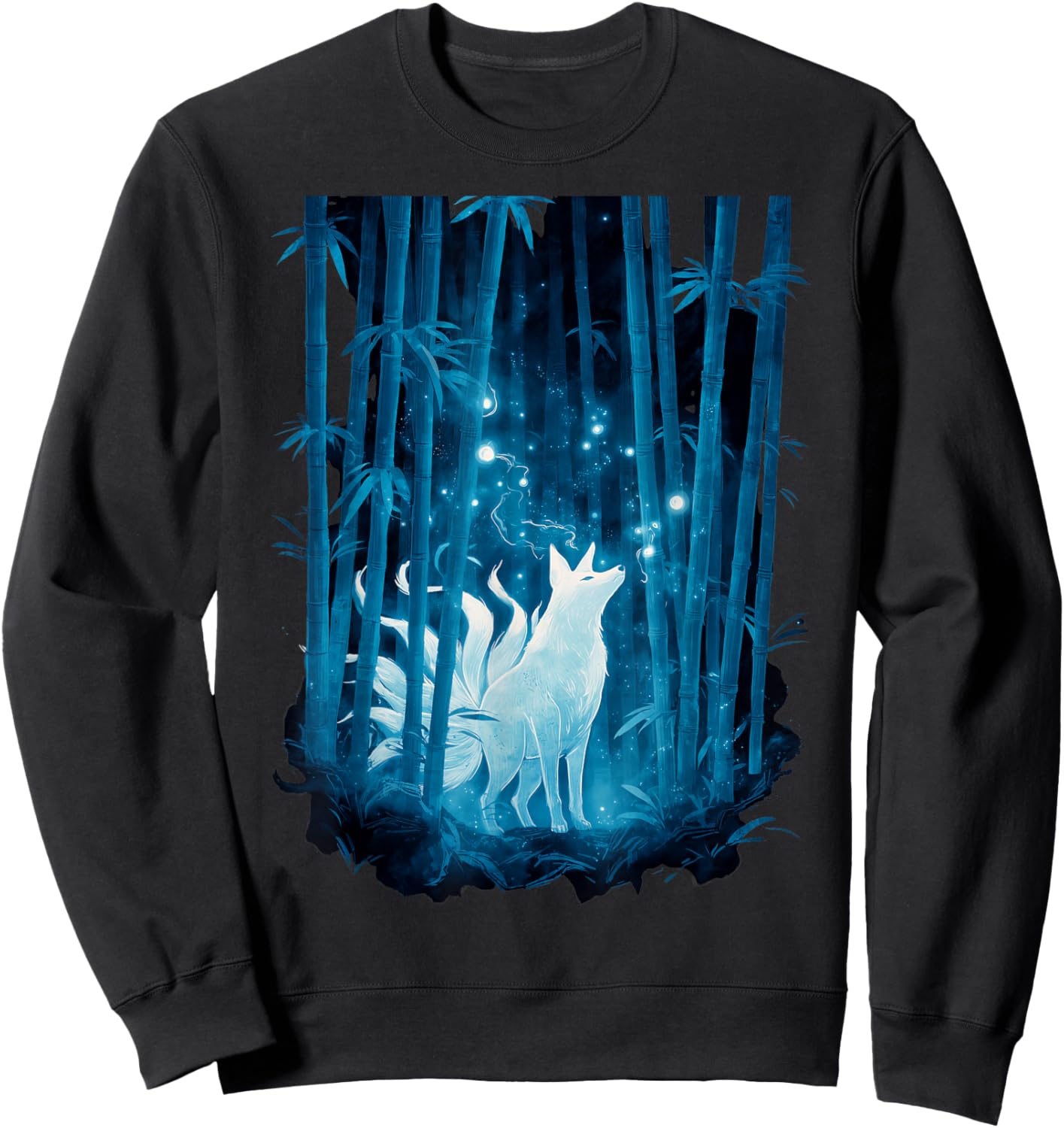 Japanese Kitsune Fox Spirit Bamboo Forest Legendary Sweatshirt - Sweatshirt | Black