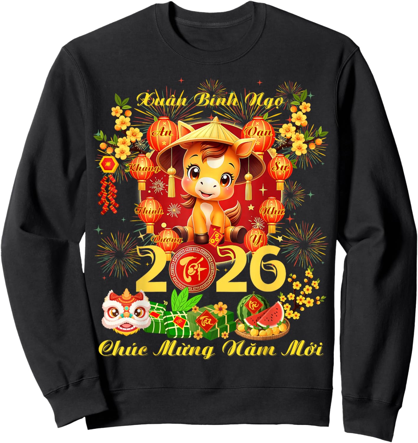 Funny Vietnamese Lunar New Year - TET 2026 Year of The Horse Sweatshirt - Sweatshirt | Black