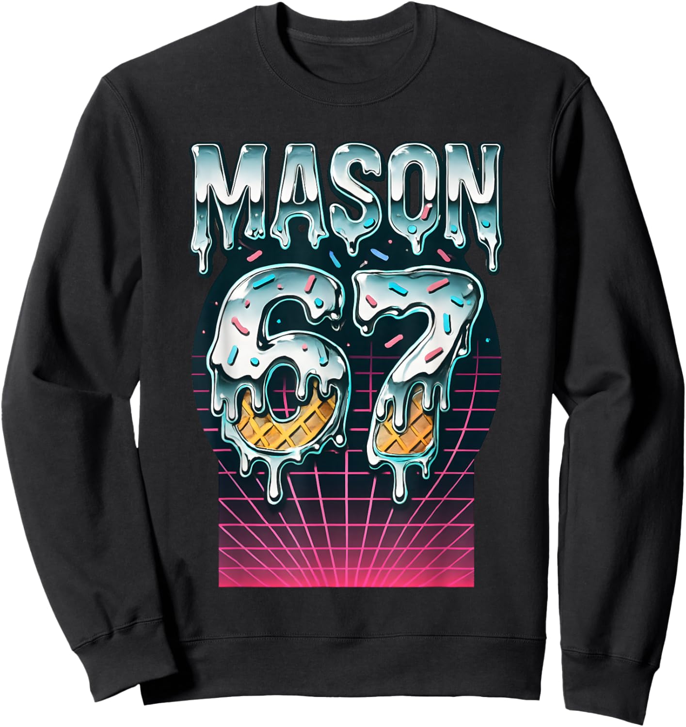 Mason 67 Meme Ice Cream Drip Six Seven Funny 6 7 Teen Boys Sweatshirt - Sweatshirt | Black