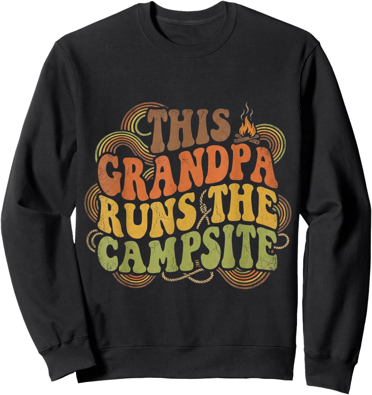 Funny Vintage Grandpa Runs Camping Retro Outdoor Gift Sweatshirt - Sweatshirt | Black