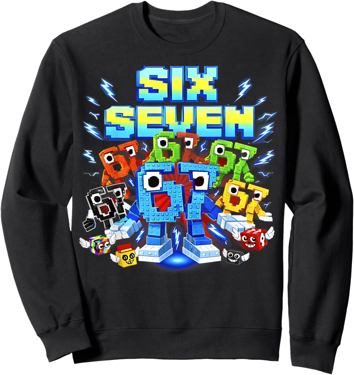 Six Seven Brainrot Birthday Boy Funny Gifts for Boys Kids Sweatshirt - Sweatshirt | Black