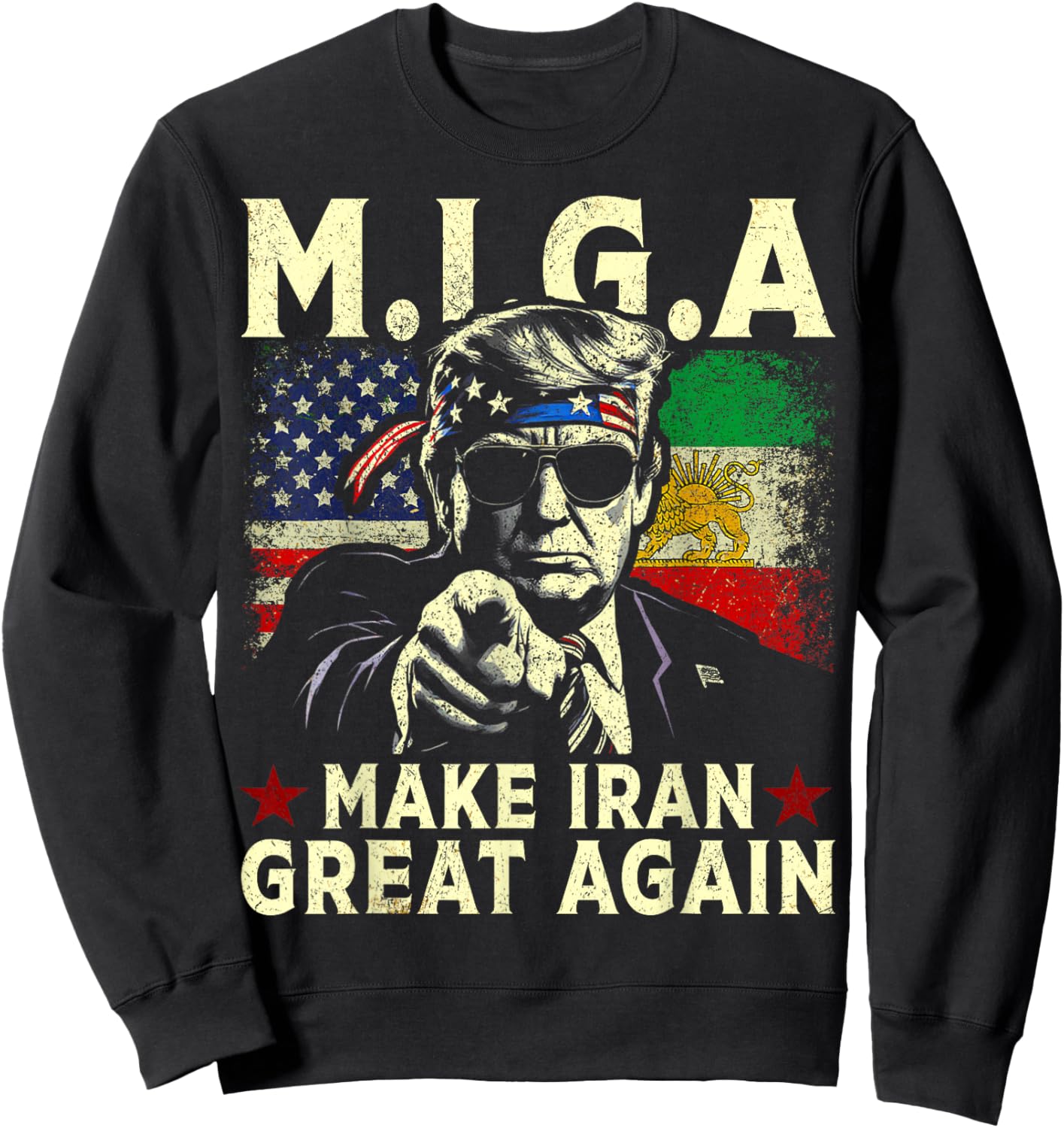 MIGA Make Iran Great Again Vintage Sweatshirt - Sweatshirt | Black