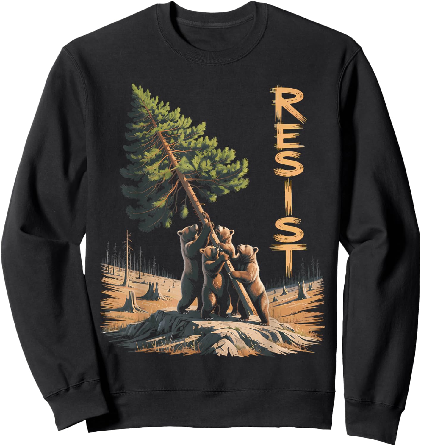 Resist Bear ALT US National Park Conservation Activism Love Sweatshirt - Sweatshirt | Black